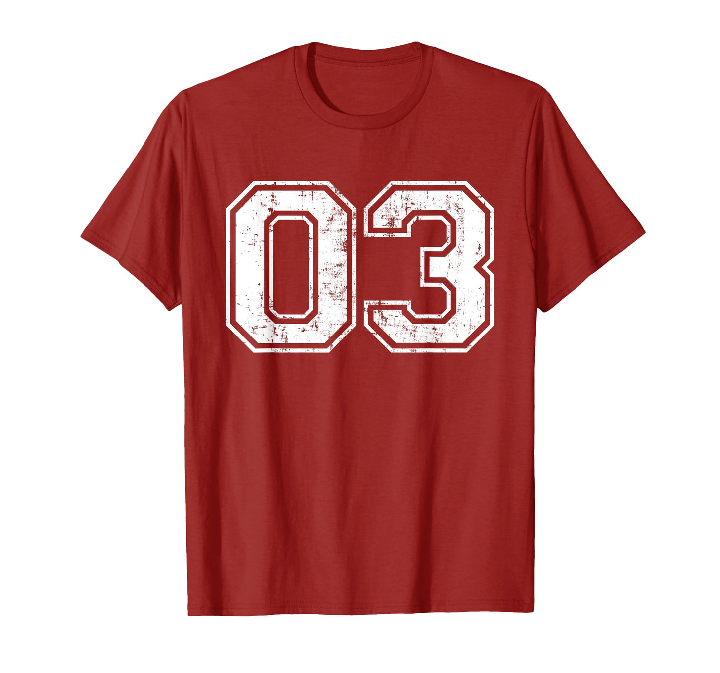 Number 03 Varsity Distressed Vintage Sports Team Practice T-Shirt