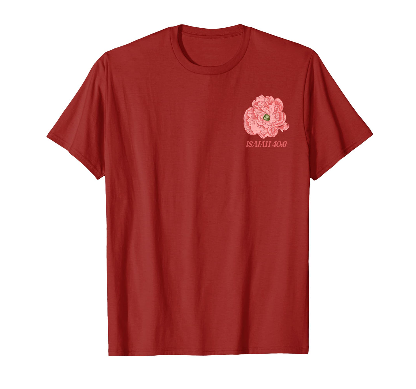 Front & Back | Vintage Floral Women Bible Verse Isaiah 40:8 T-Shirt