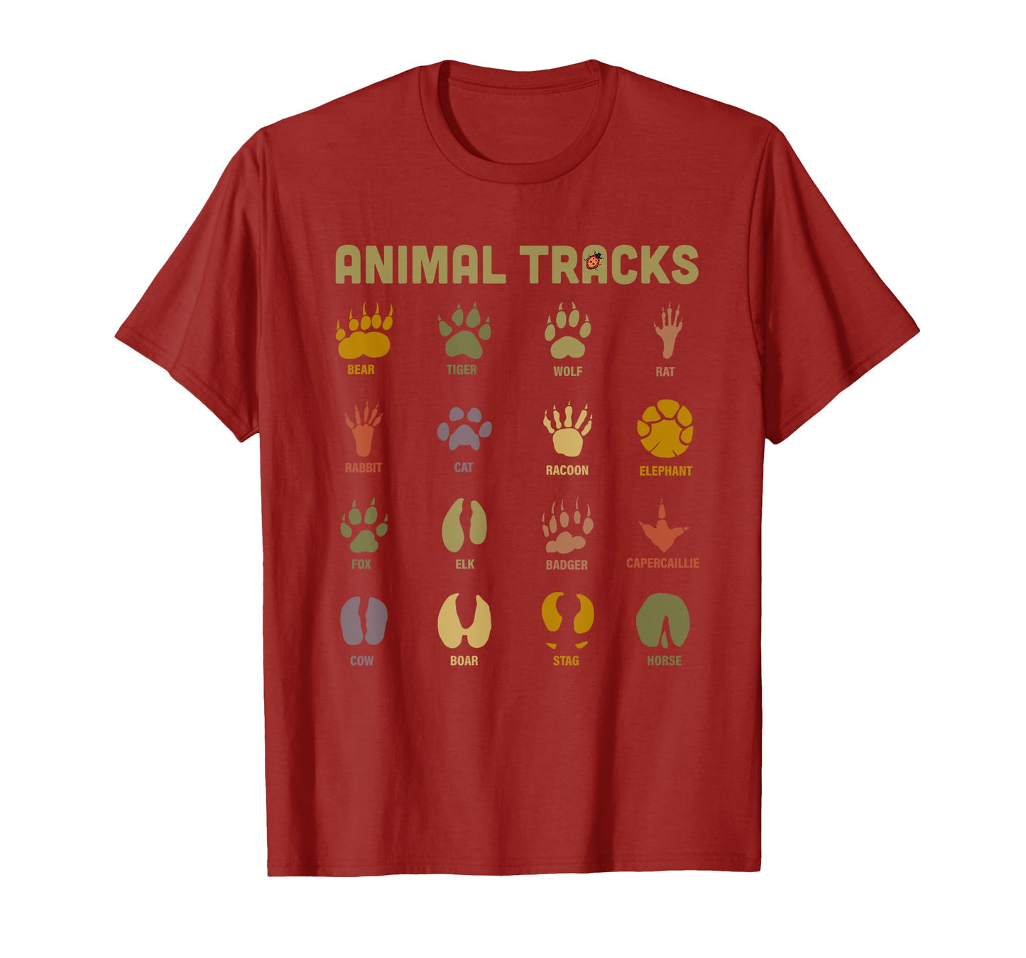 Children's Kids Wild Animal Tracks Childrens Learning Design T-Shirt