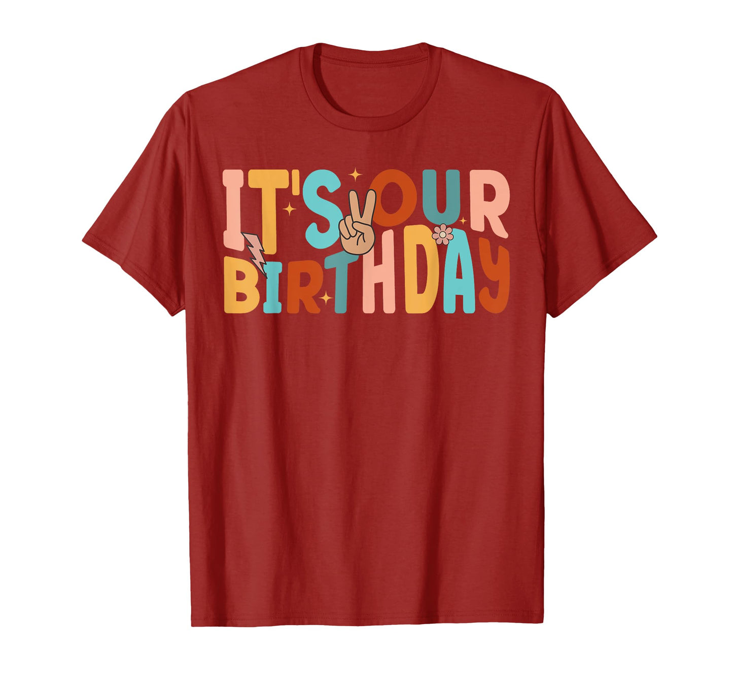 It's Our Birthday Twins Matching Girl's Women's Groovy Retro T-Shirt