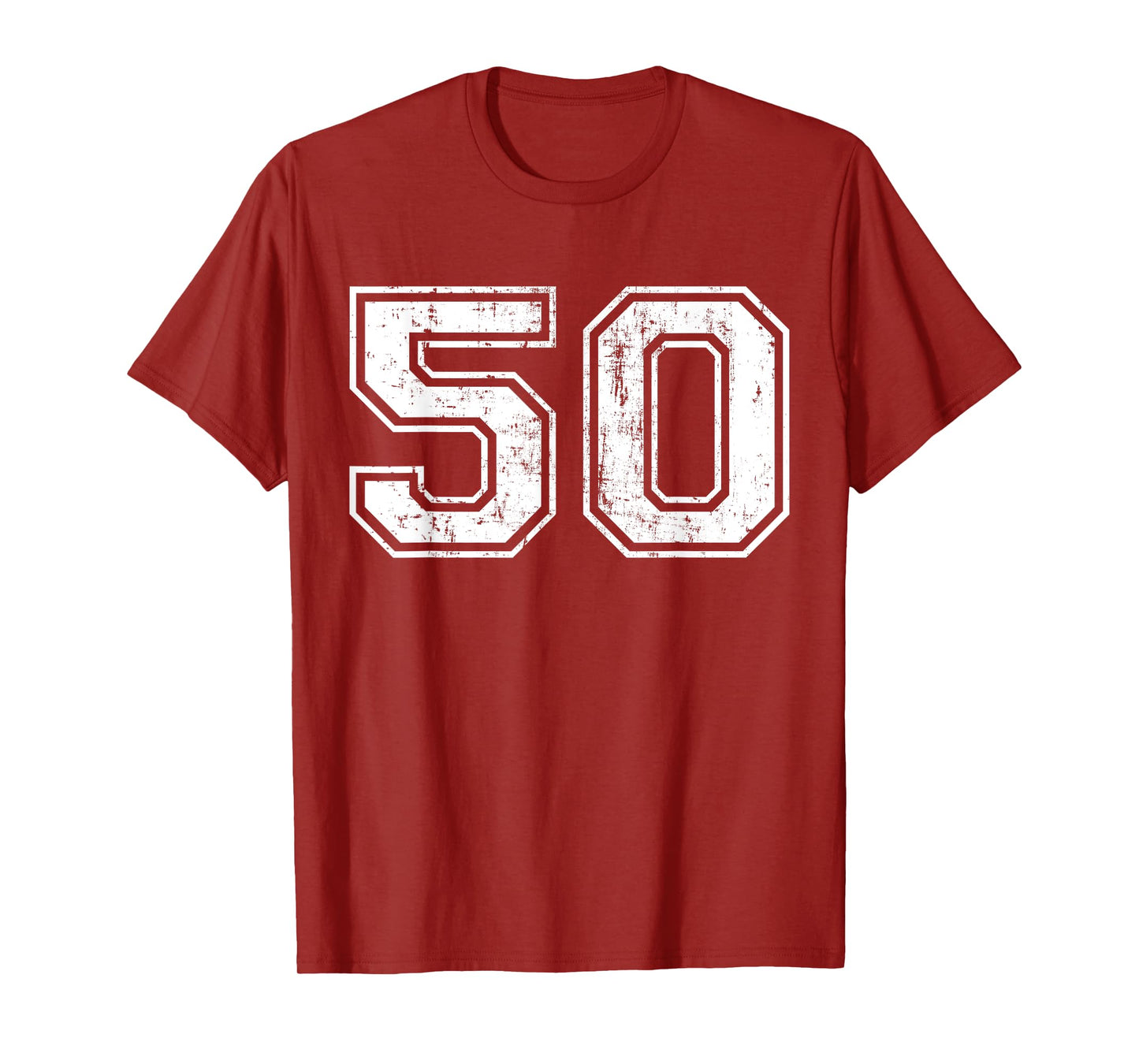 Number 50 Distressed Vintage Fifty Sports Training Practice T-Shirt