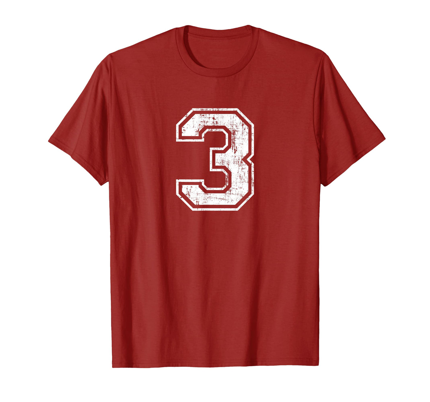 Number 3 Three Distressed Vintage Sports Training Practice T-Shirt