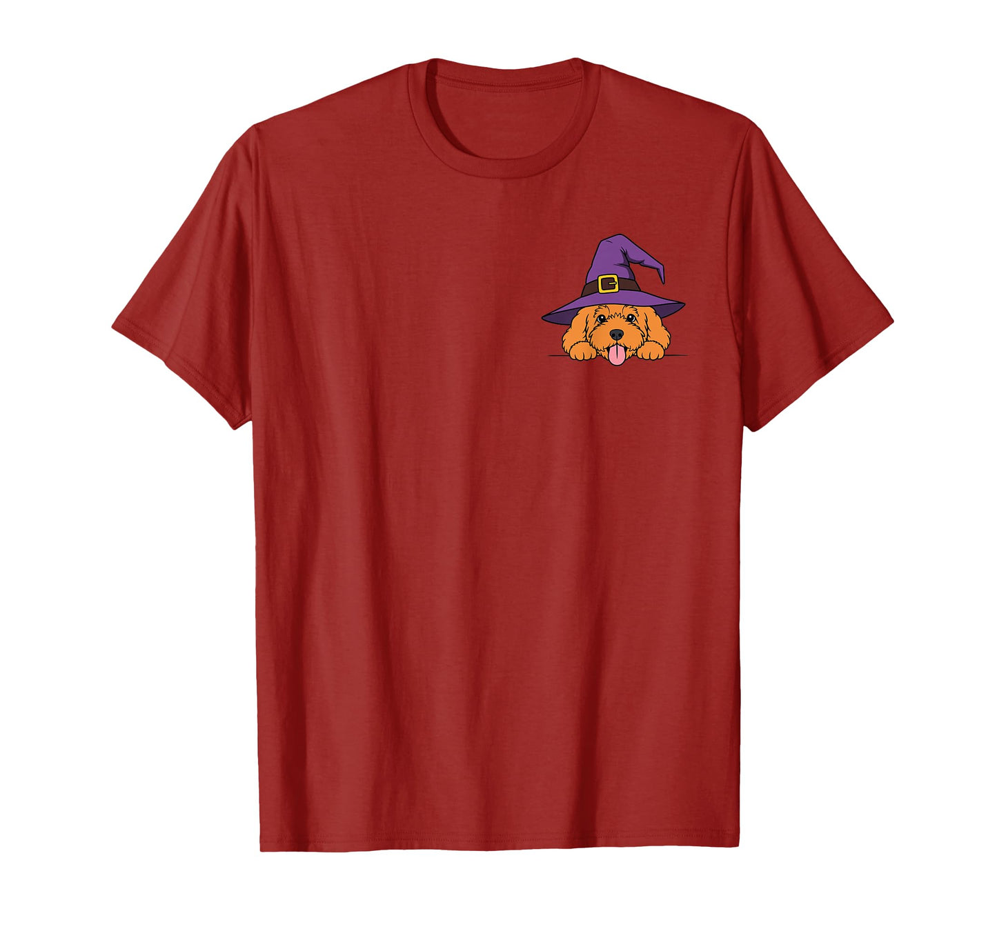 Cute Goldendoodle Dog Witch Hat Halloween Funny Doodle Puppy T-Shirt