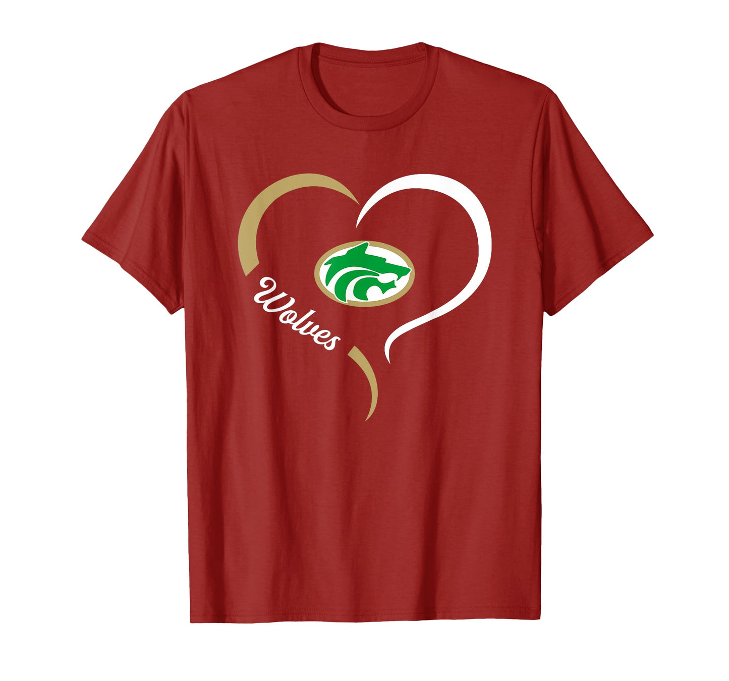 Buford Wolves Logo Half Heart Slogan HS T-Shirt