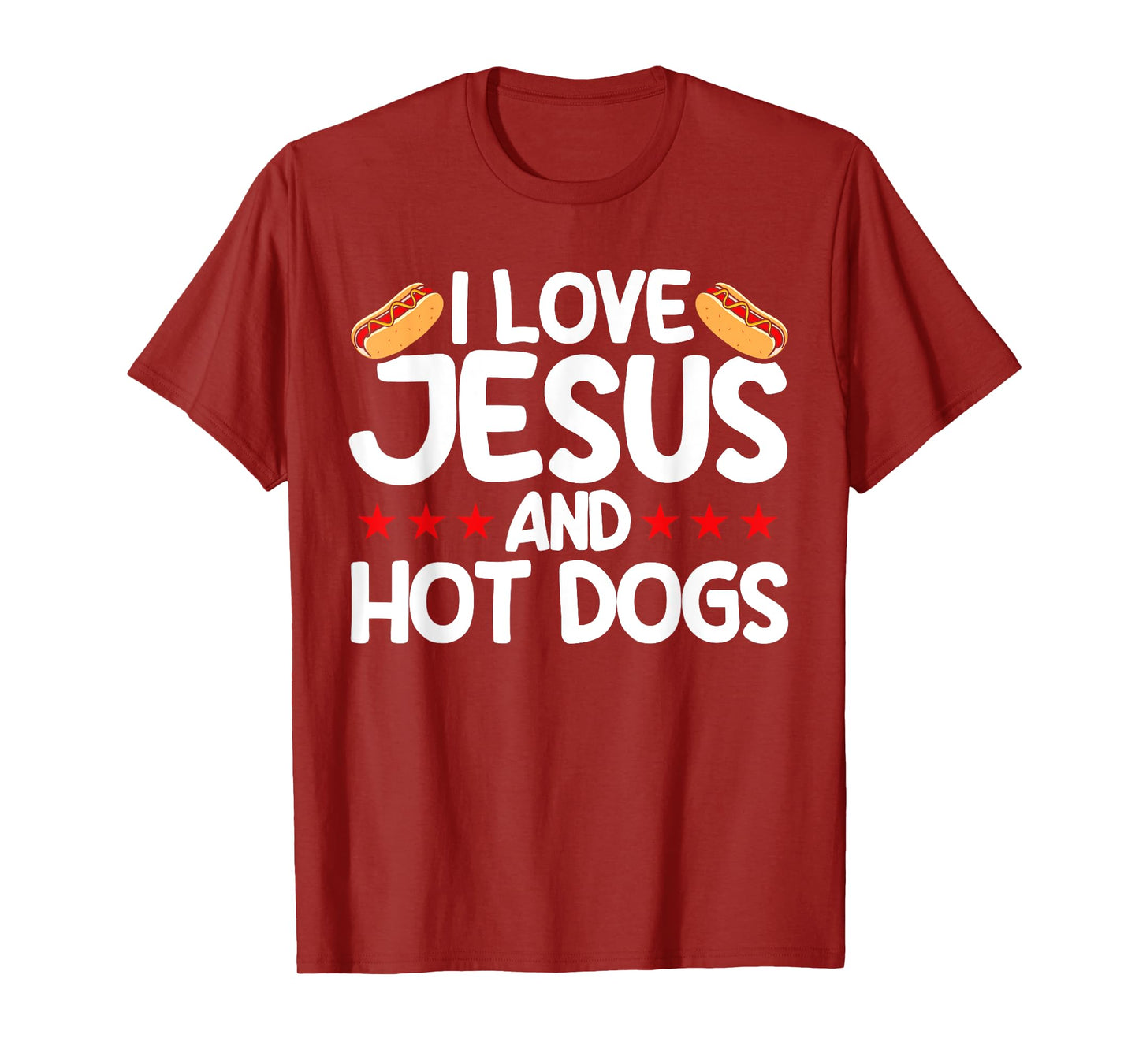Hot Dog Adult I Love Jesus And Hot Dogs T-Shirt