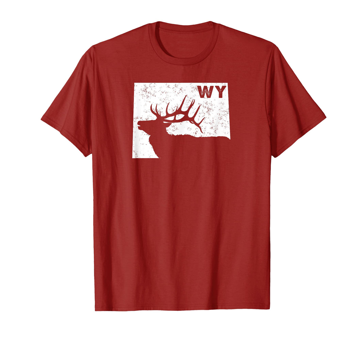 Wyoming Elk Hunting Shirt - Bull Elk WY State Shape T-Shirt