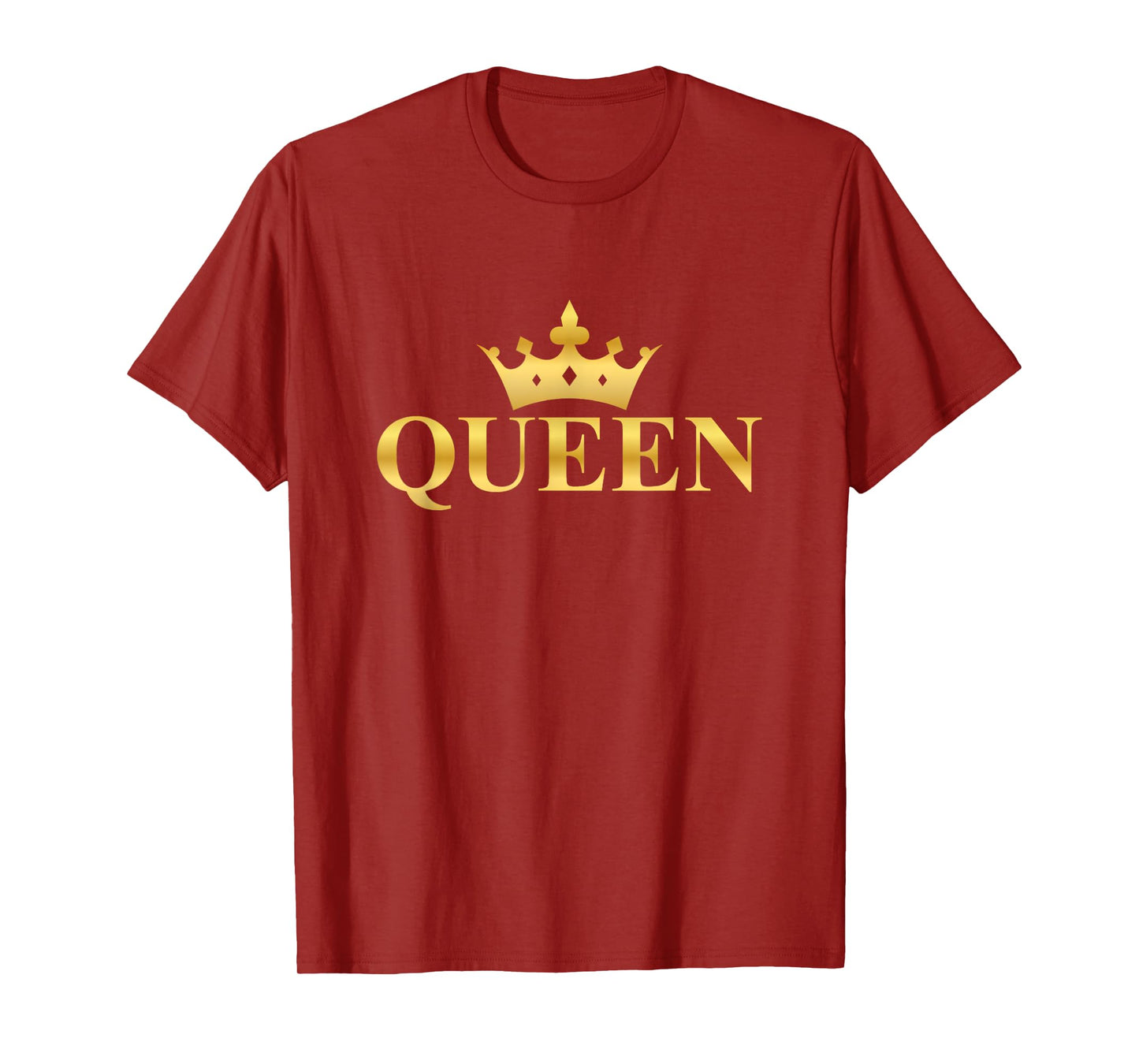 Gold Queen Text Design with Crown T-Shirt