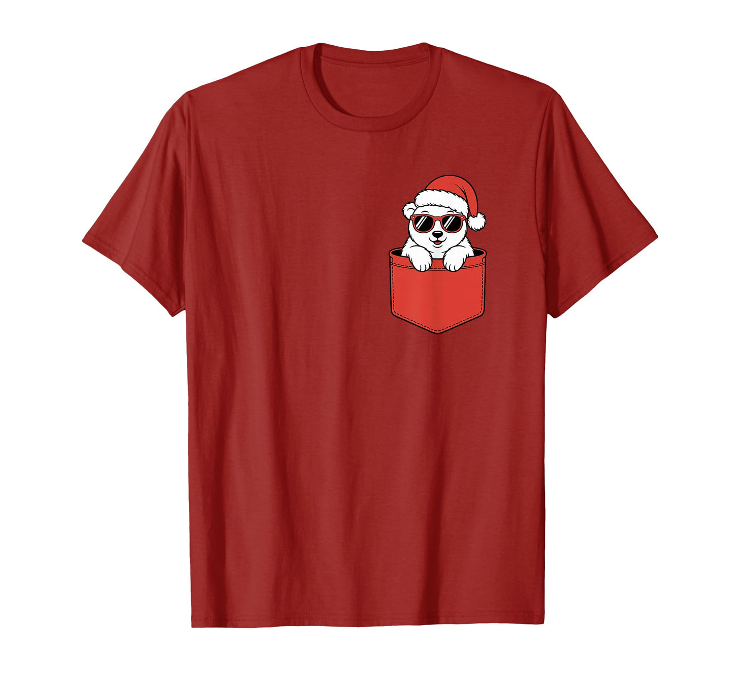 Pocket Polar Bear Christmas, Cute White Bear with Sunglasses T-Shirt