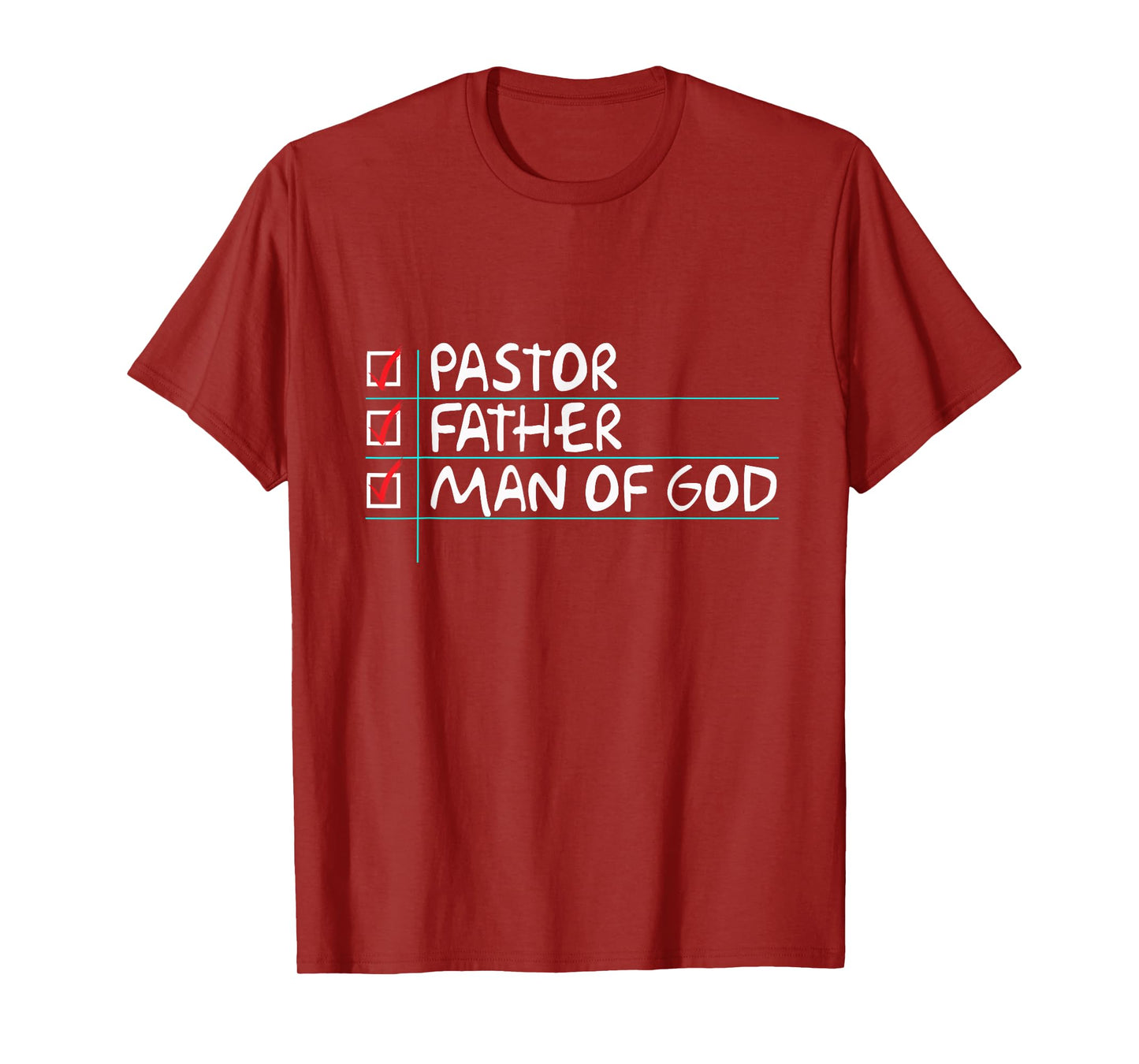 Fathers Day Gift From Church Pastor Dad Man of God T-Shirt