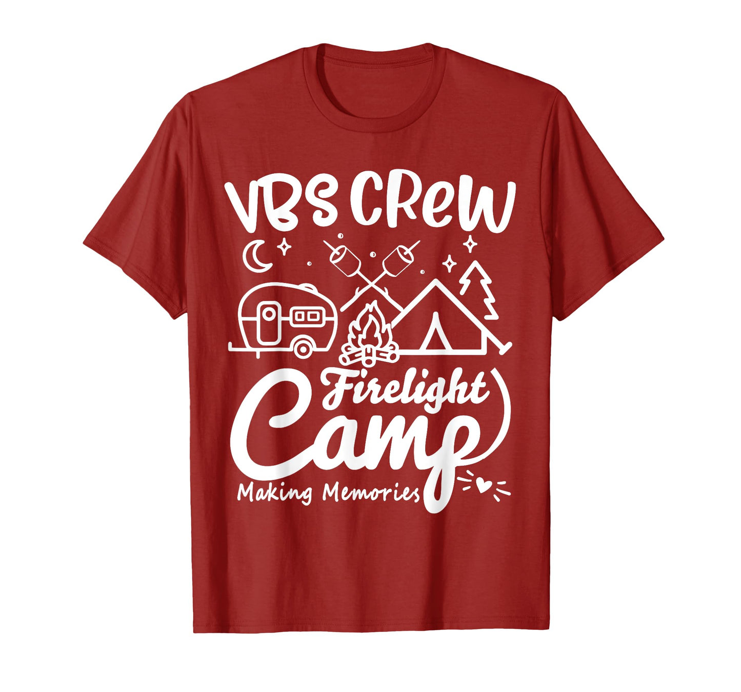 VBS Crew Camp Firelight Vacation Bible School Camping Camper T-Shirt