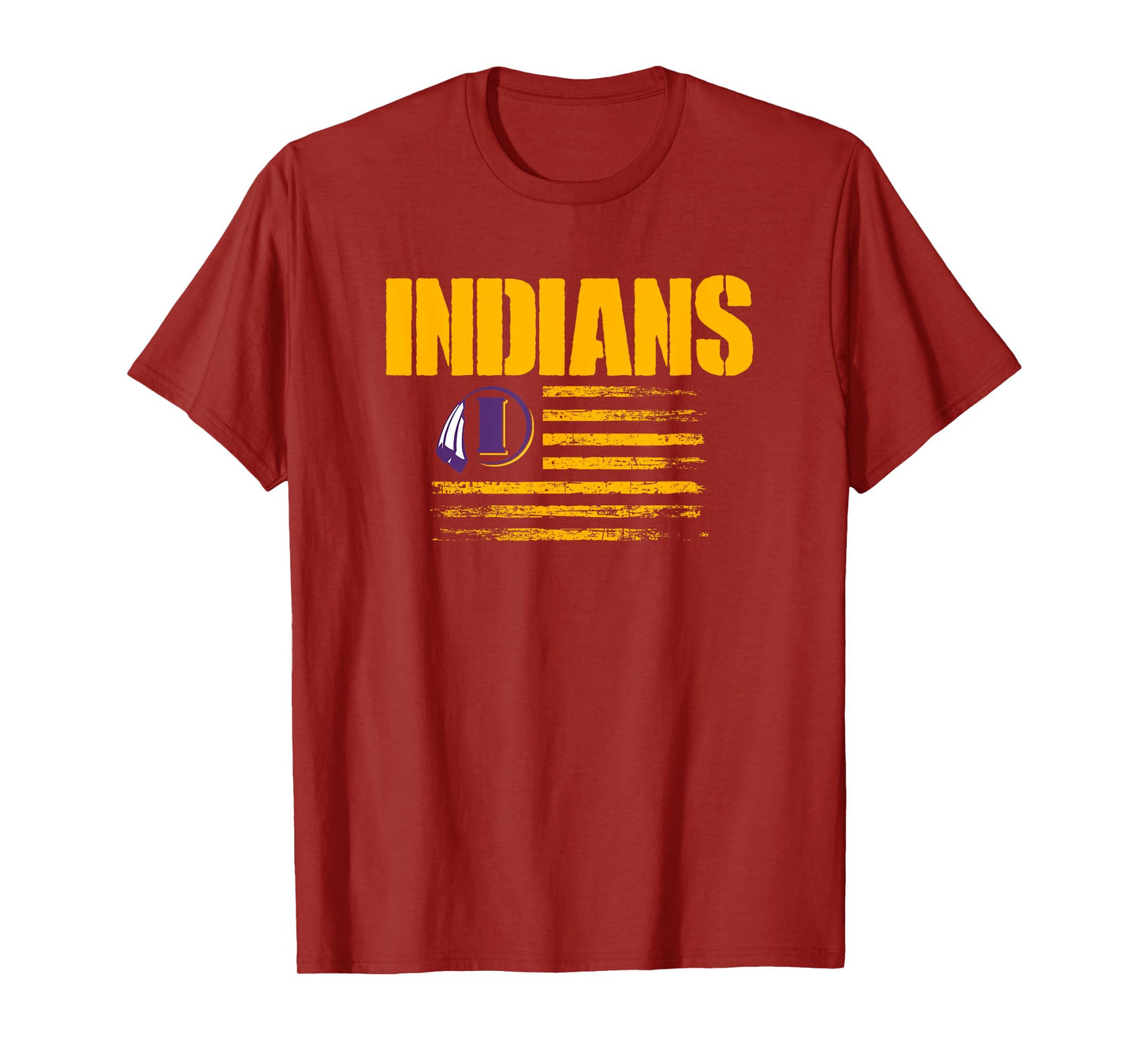 Indianola Indians Logo USA Flag Pride HS T-Shirt