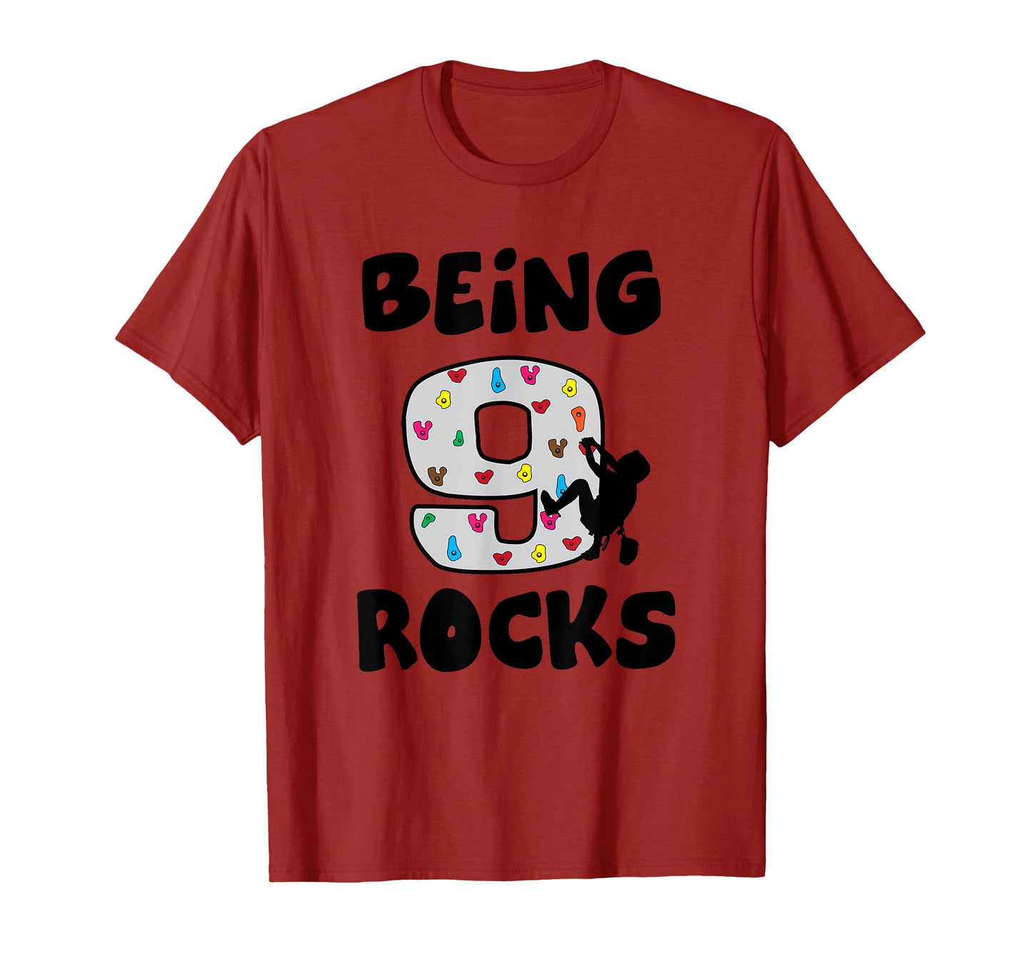 Rock Climbing Funny 9 Years Old 9th Birthday Gift For Kids T-Shirt