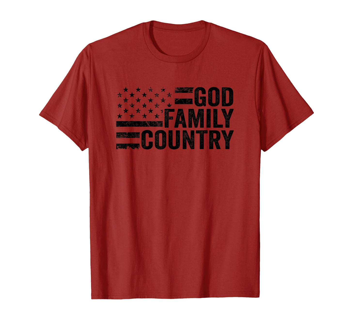 God Family Country - USA Patriotic Christian American Flag T-Shirt for Women Men