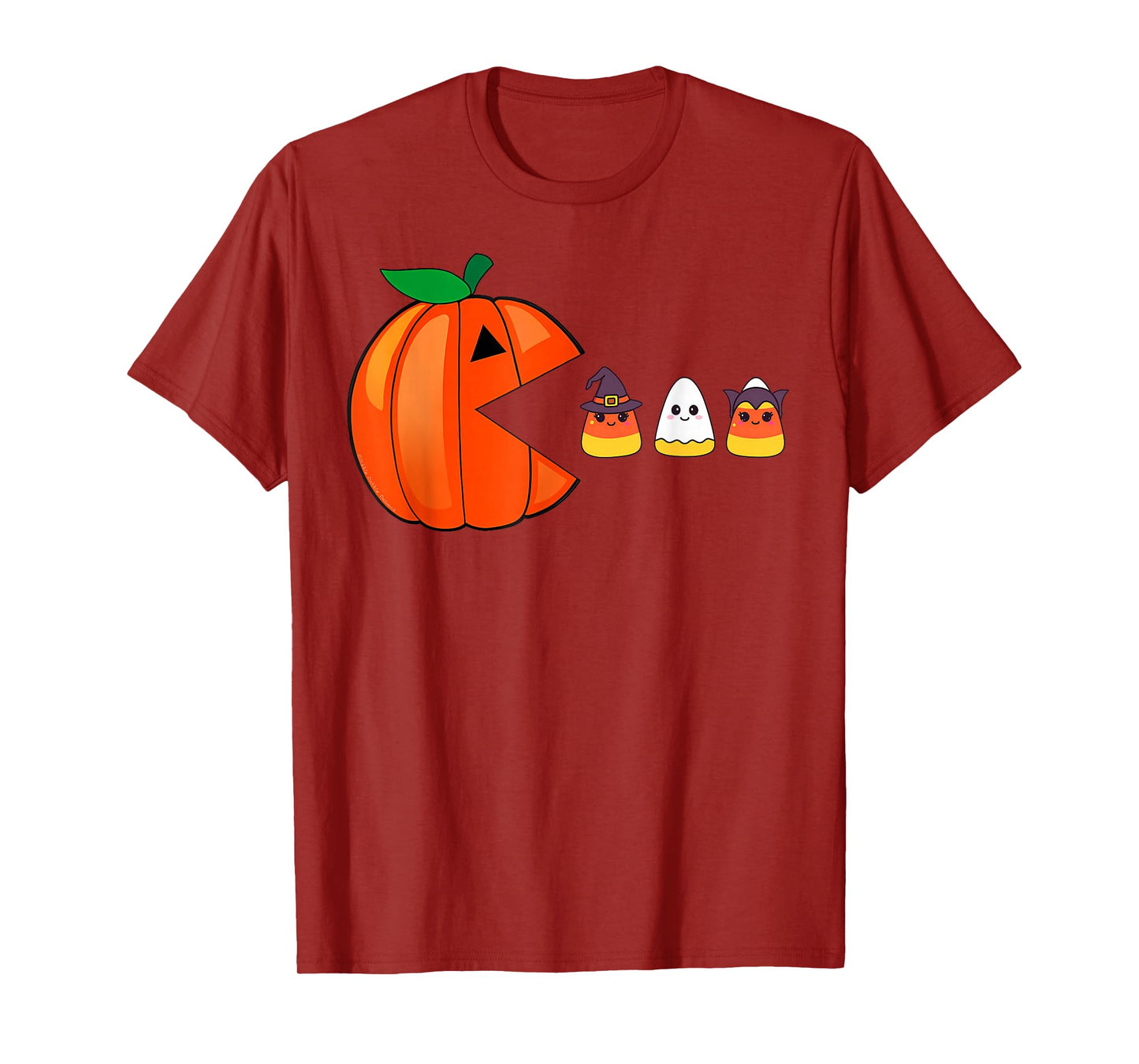 Funny Halloween Pumpkin Eating Candy Corn Women Kids T-Shirt