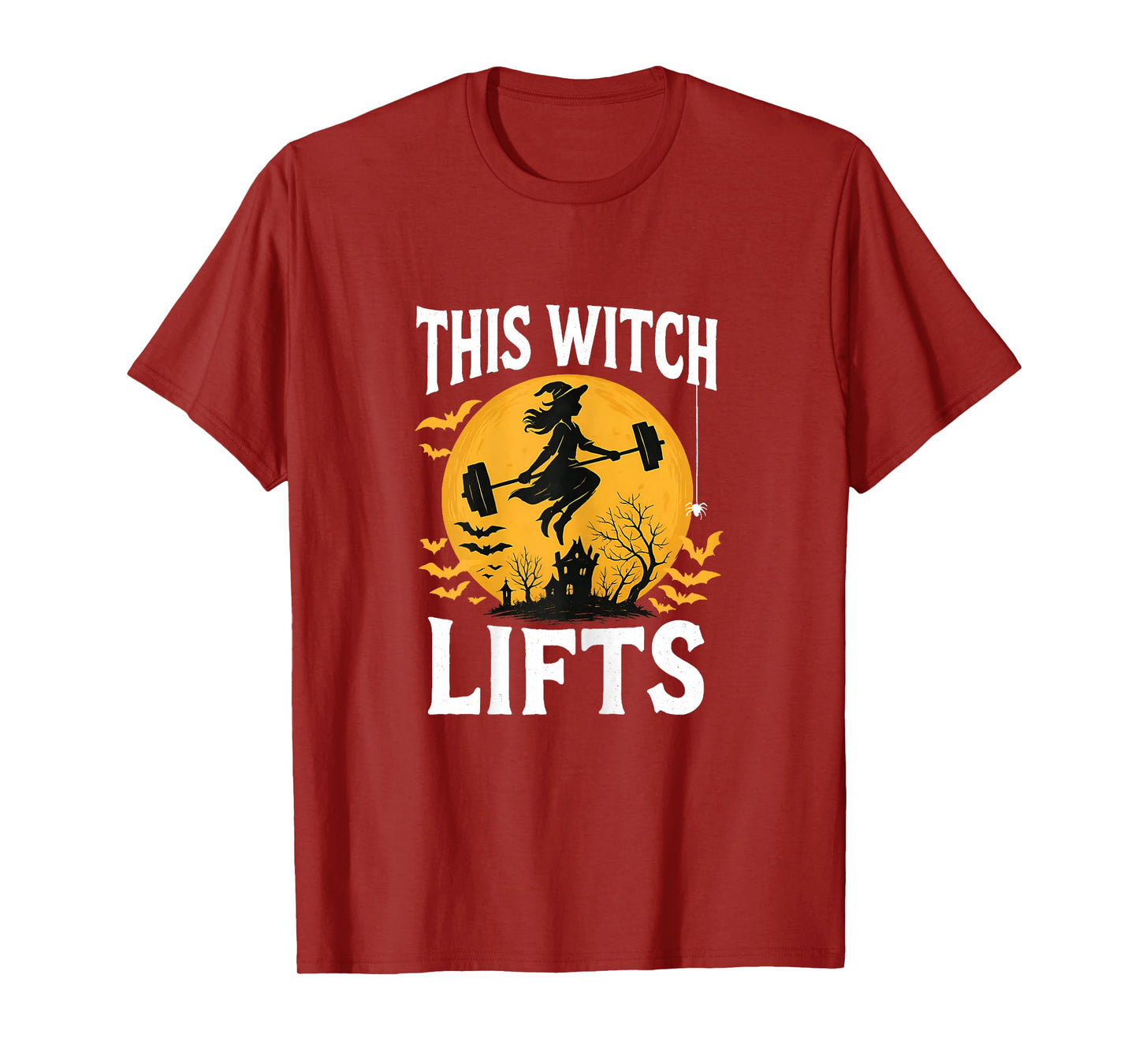 Witch Lifting Barbell Strong Halloween Fitness Gym T-Shirt