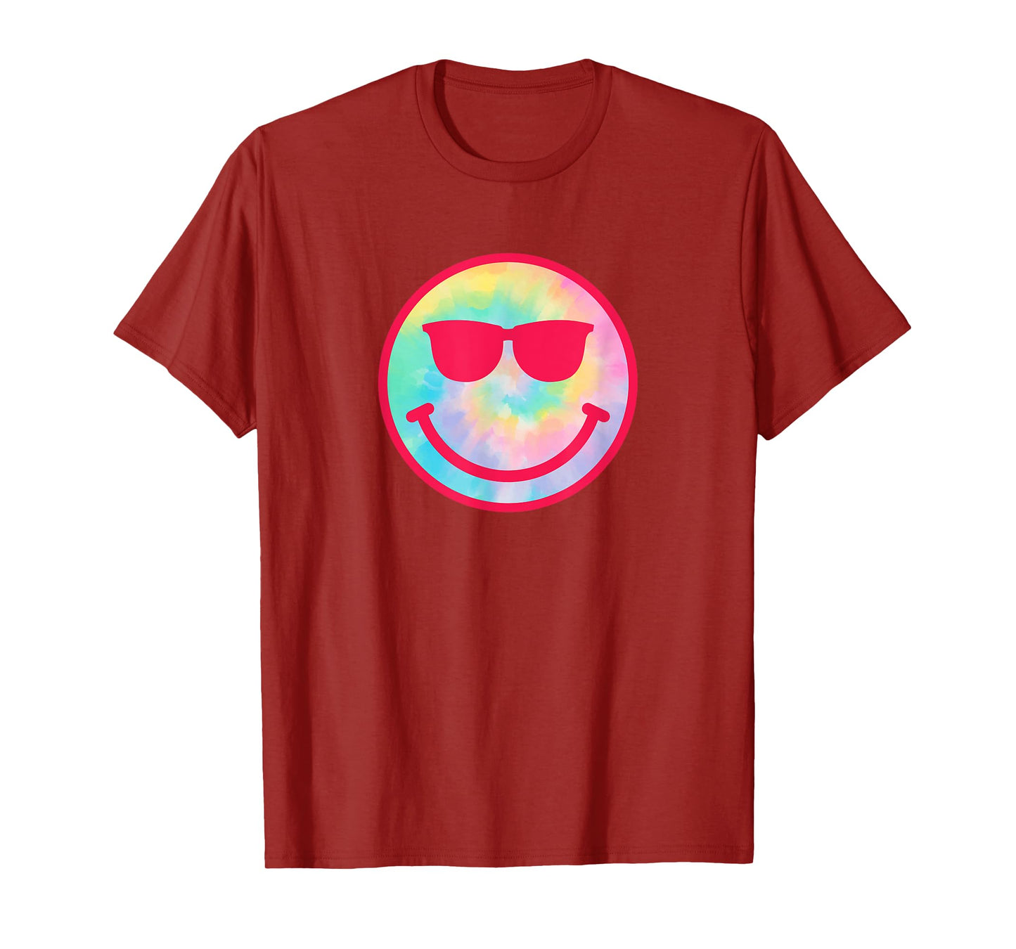 Smiling Emoticon Face Sunglasses Tie Dye Men Women T-Shirt