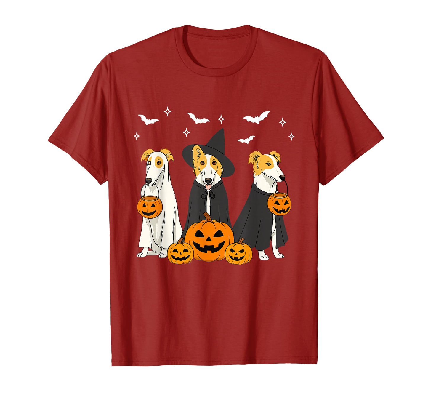 Witch Borzoi Dog Halloween Spooky Borzoi Dog Mom Dog Lover T-Shirt