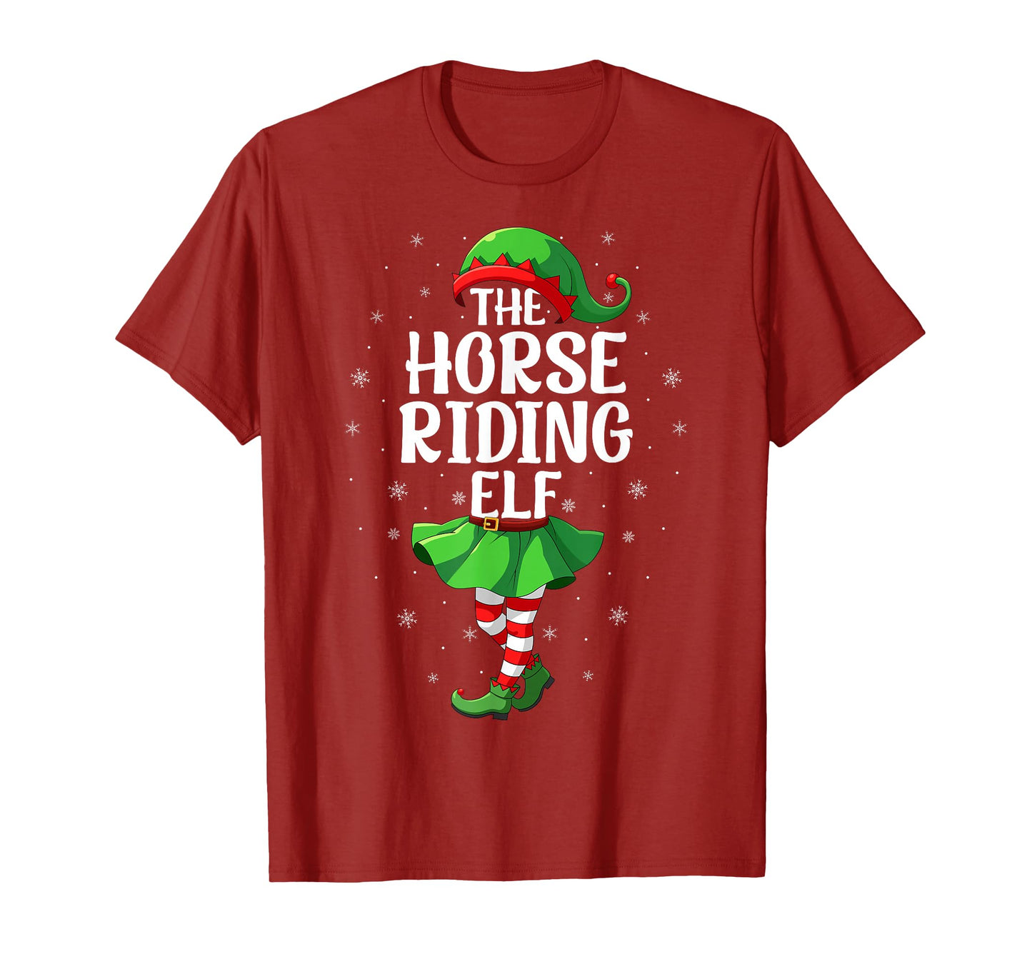 Horse Riding Elf Christmas Girls Women Elf Squad Xmas Family T-Shirt