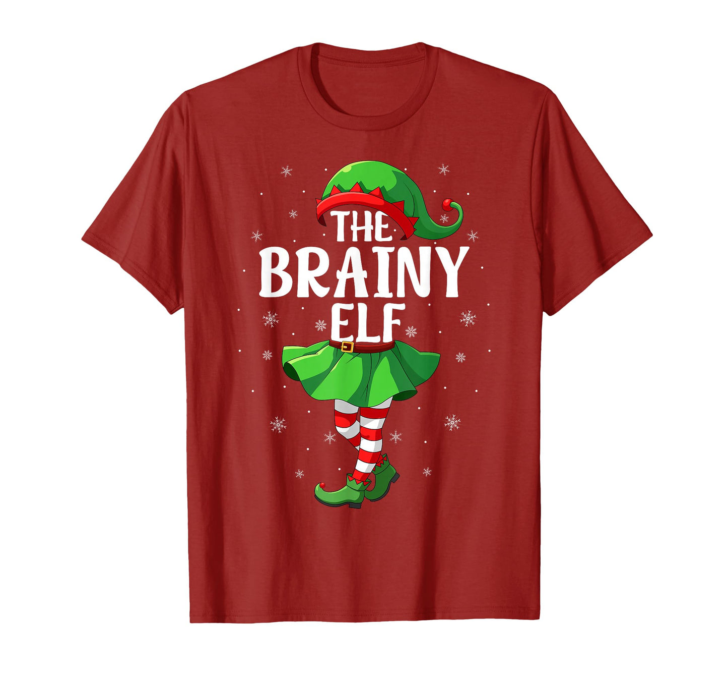 Brainy Elf Christmas Girls Women Elf Squad Xmas Family T-Shirt