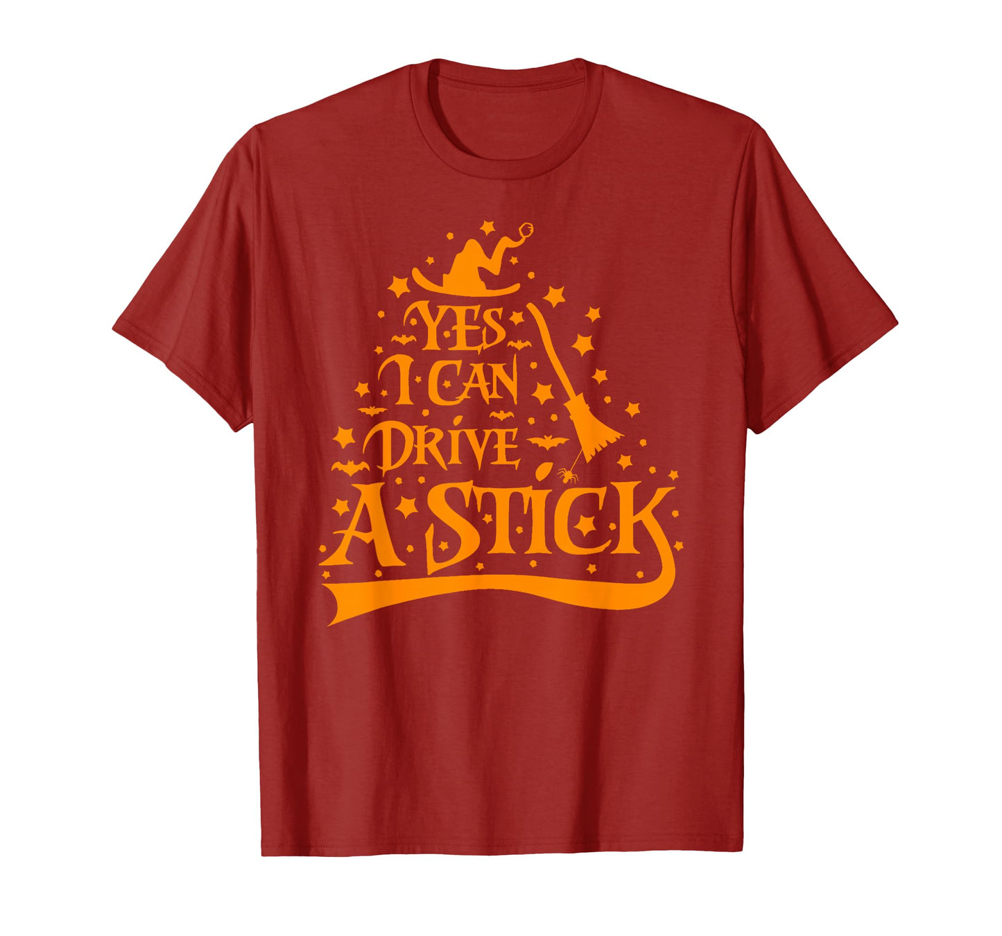 Yes I Can Drive A Stick Funny Halloween Witch Women T-Shirt