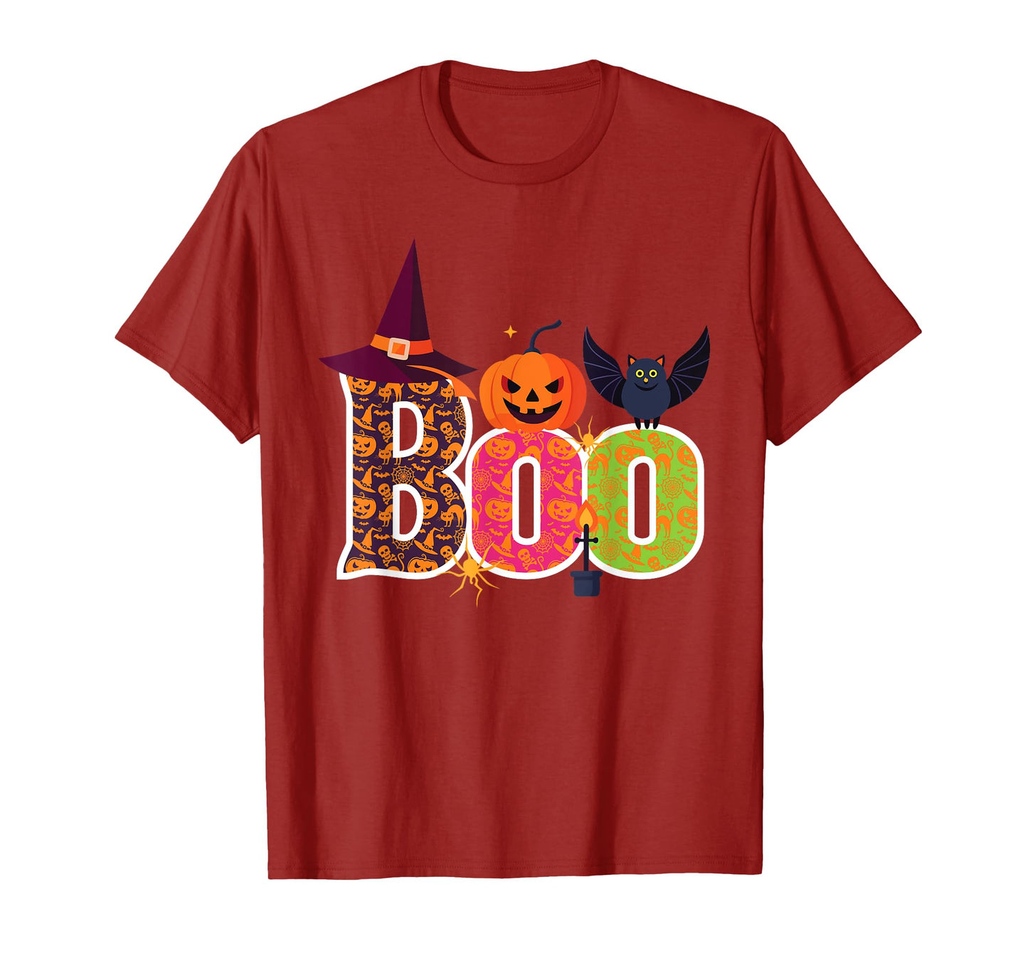 Haunted BOO Halloween Witch Pumpkin Bat Adults Kids T-Shirt