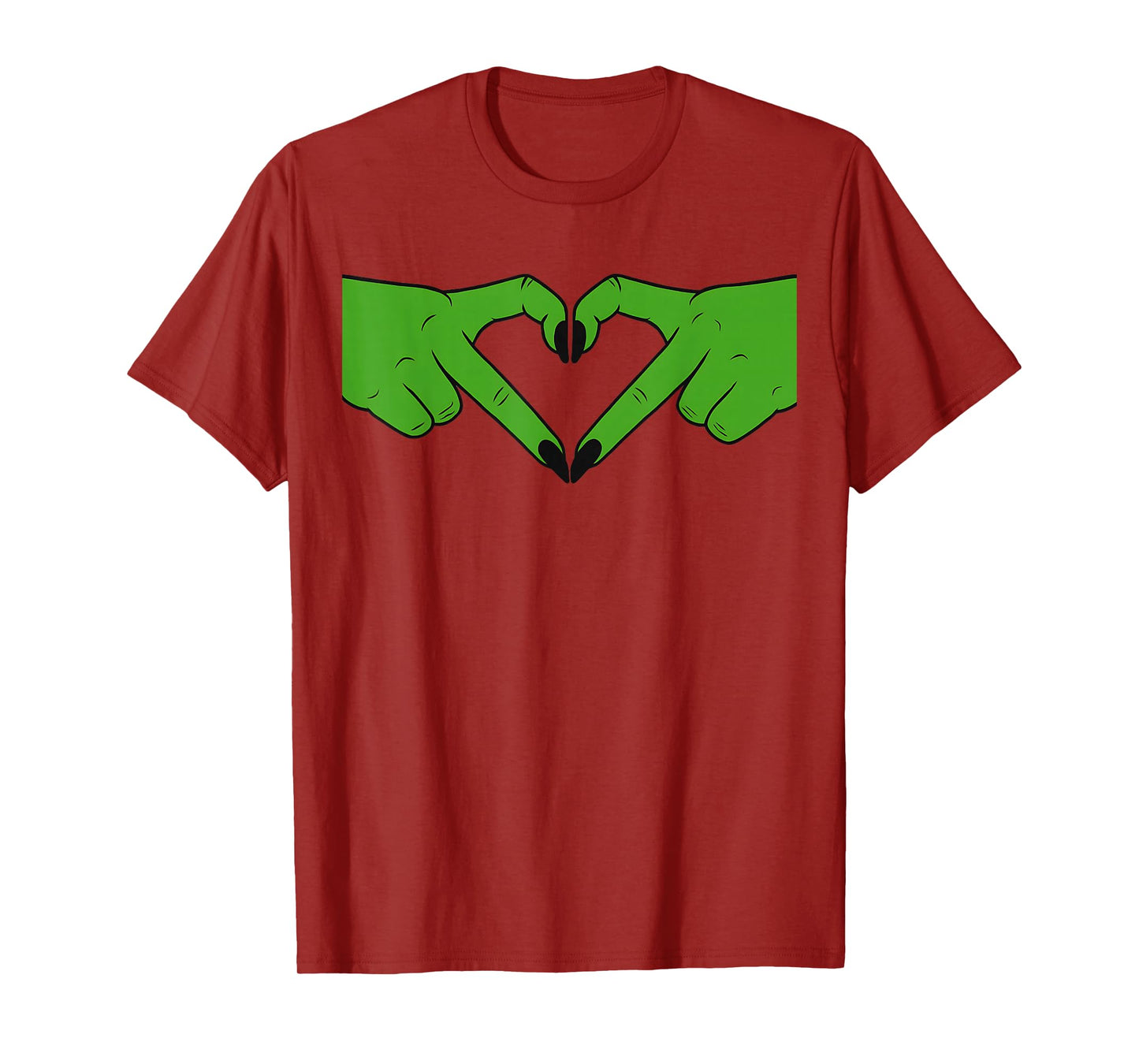 Green Witch Hands Gen Z Heart Shape Gothic Halloween Love T-Shirt