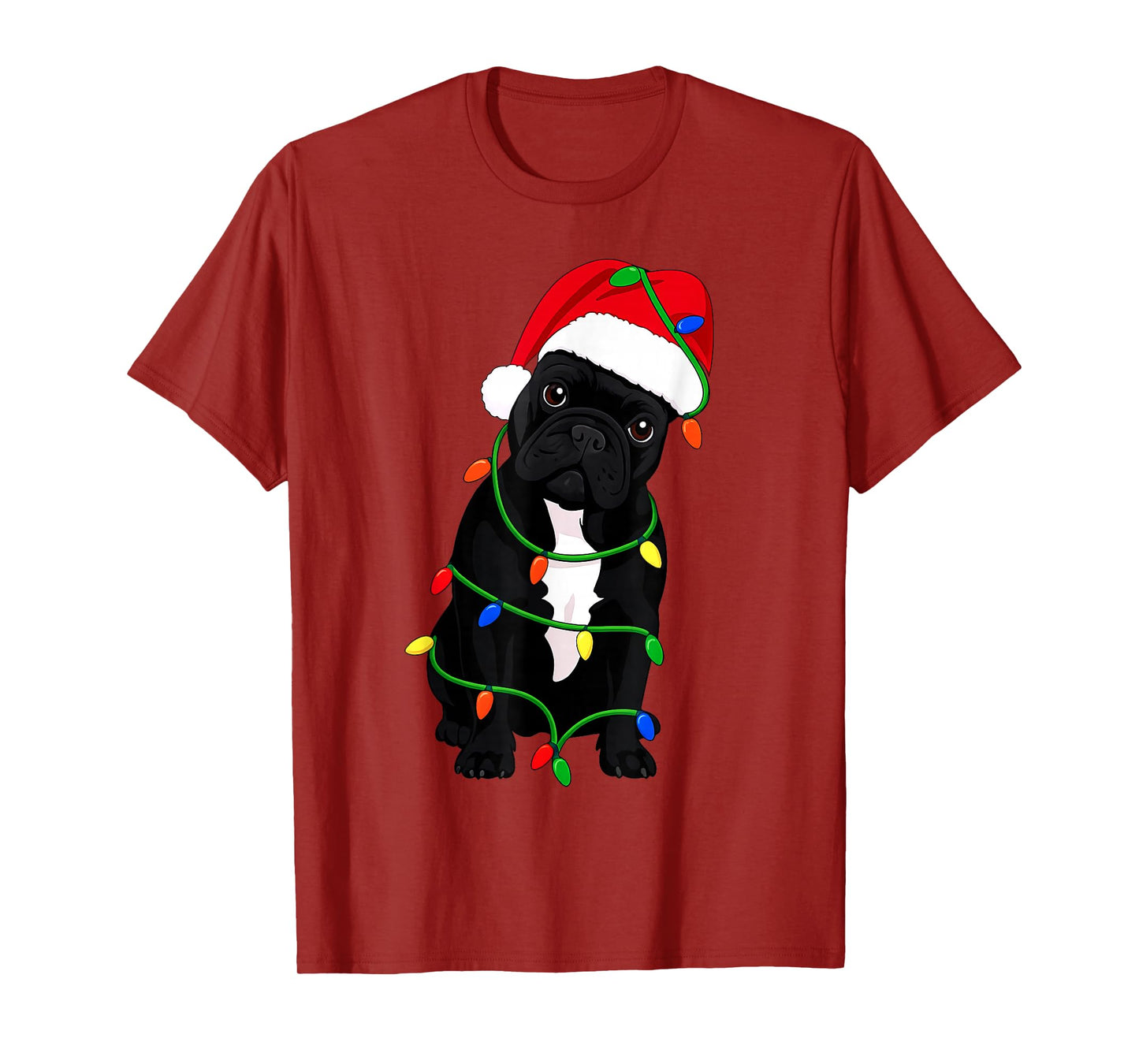 French Bulldog Christmas Tree Lights Holiday Dog Lover T-Shirt