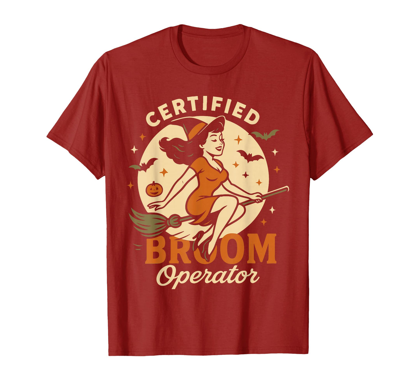 Certified Broom Operator Witch Halloween Costume T-Shirt