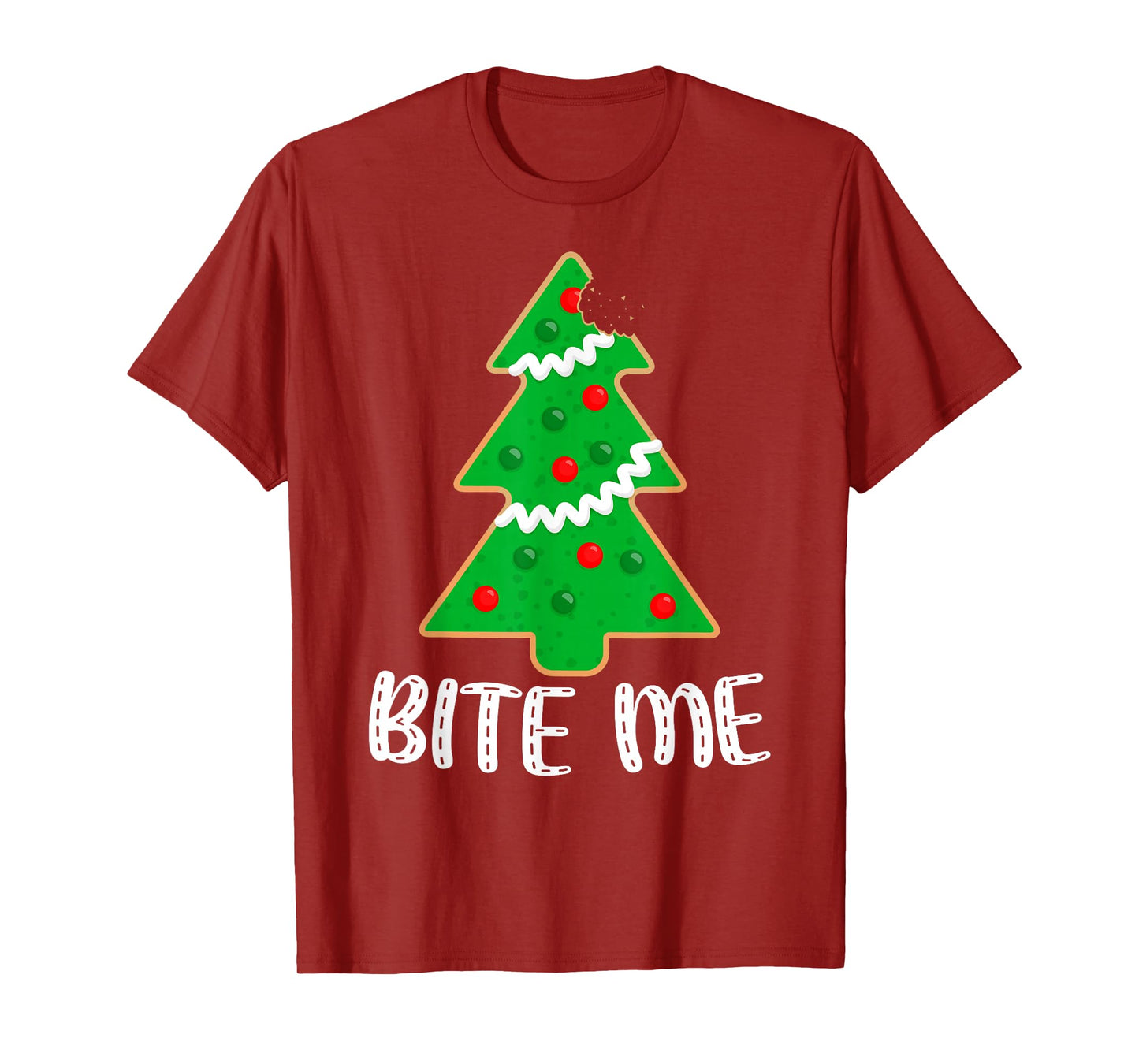 Bite Me Funny Christmas Tree Cookie Sarcastic Xmas Holiday T-Shirt