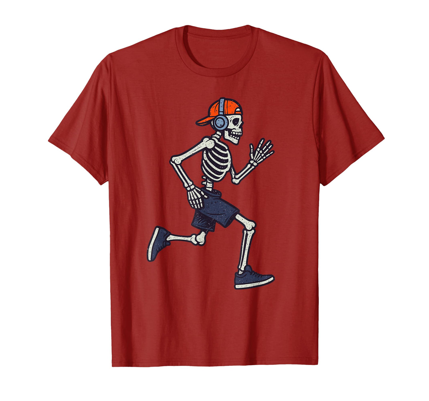Vintage Halloween Skeleton Running Funny Spooky Costume T-Shirt