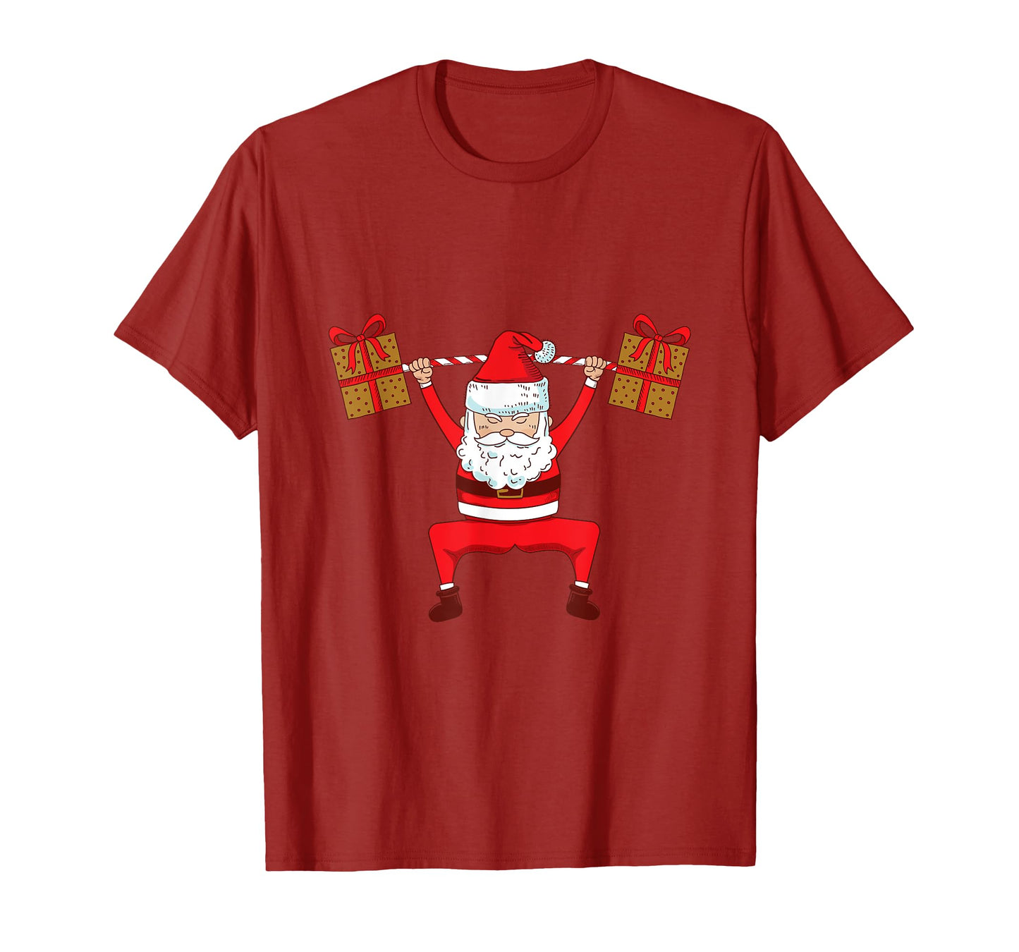 Santa Weight Lifting Christmas Exercise Gym T-Shirt