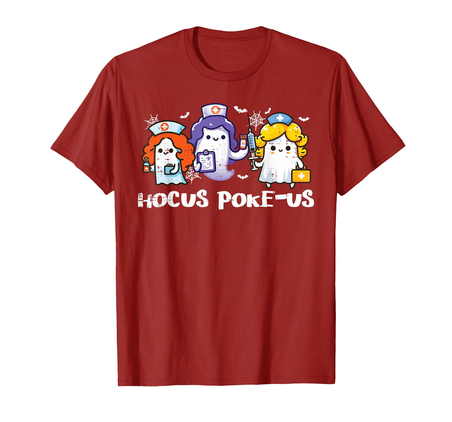 Halloween Ghost Nurse Hocus Poke Us Costume Scrub Top Women T-Shirt