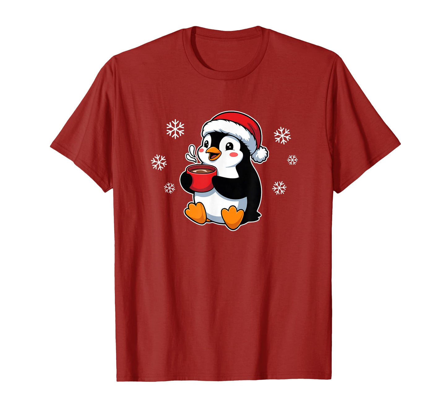 Cute Christmas Penguin Hot Cocoa Wintertime Holiday T-Shirt