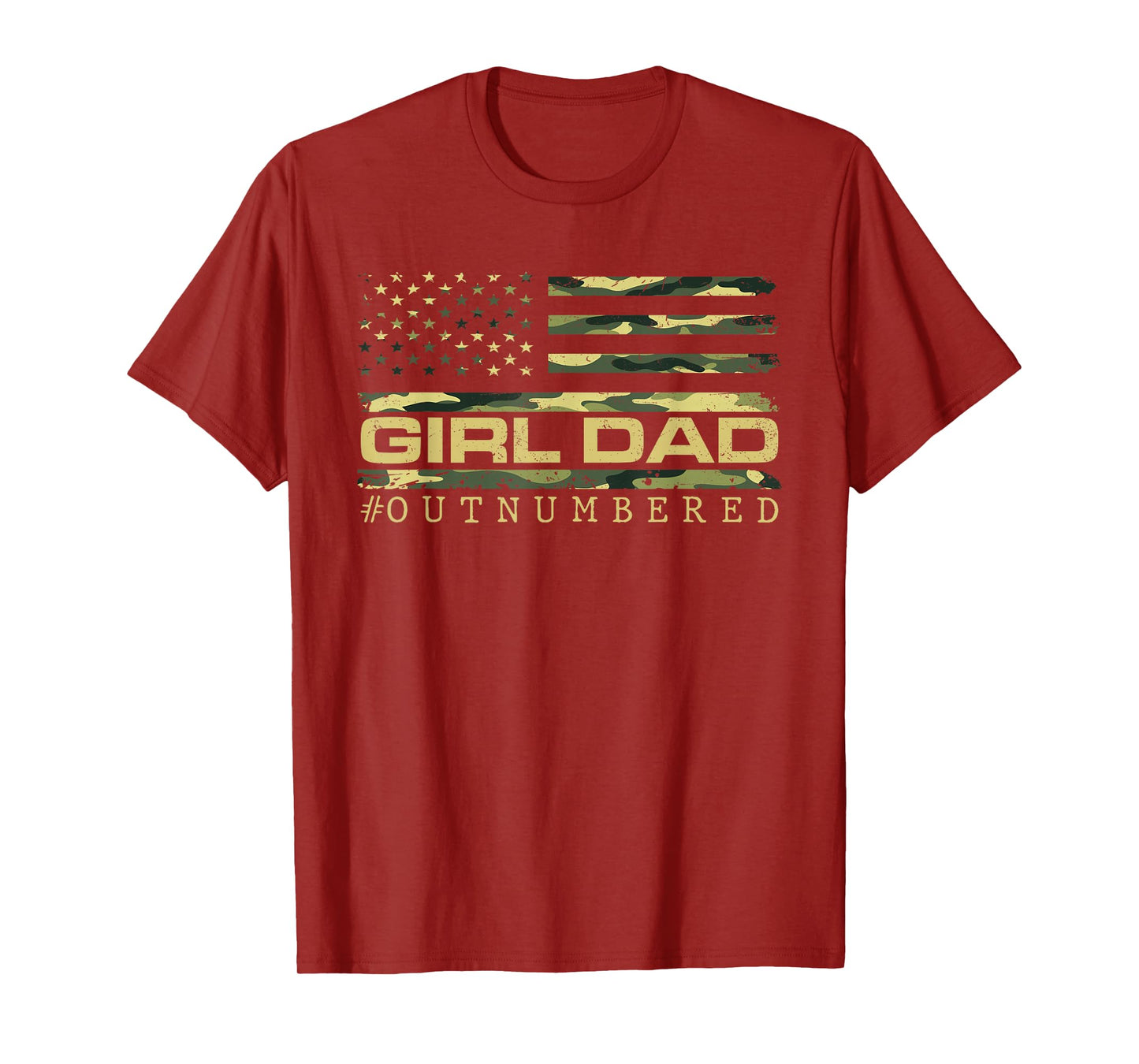 Girl Camo Dad American USA Flag Dad Of Girls 4th Of July T-Shirt