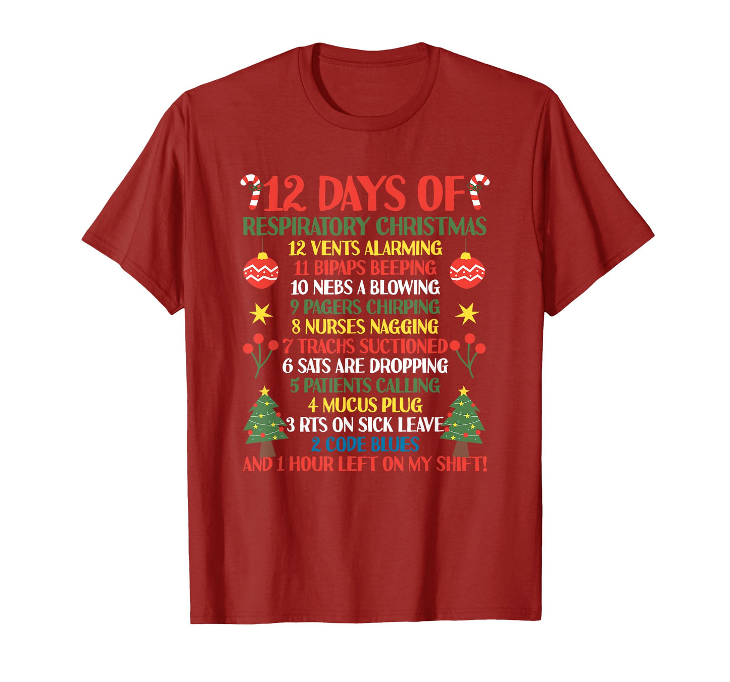 12 Days Of Respiratory Therapist Christmas Funny RT Xmas T-Shirt