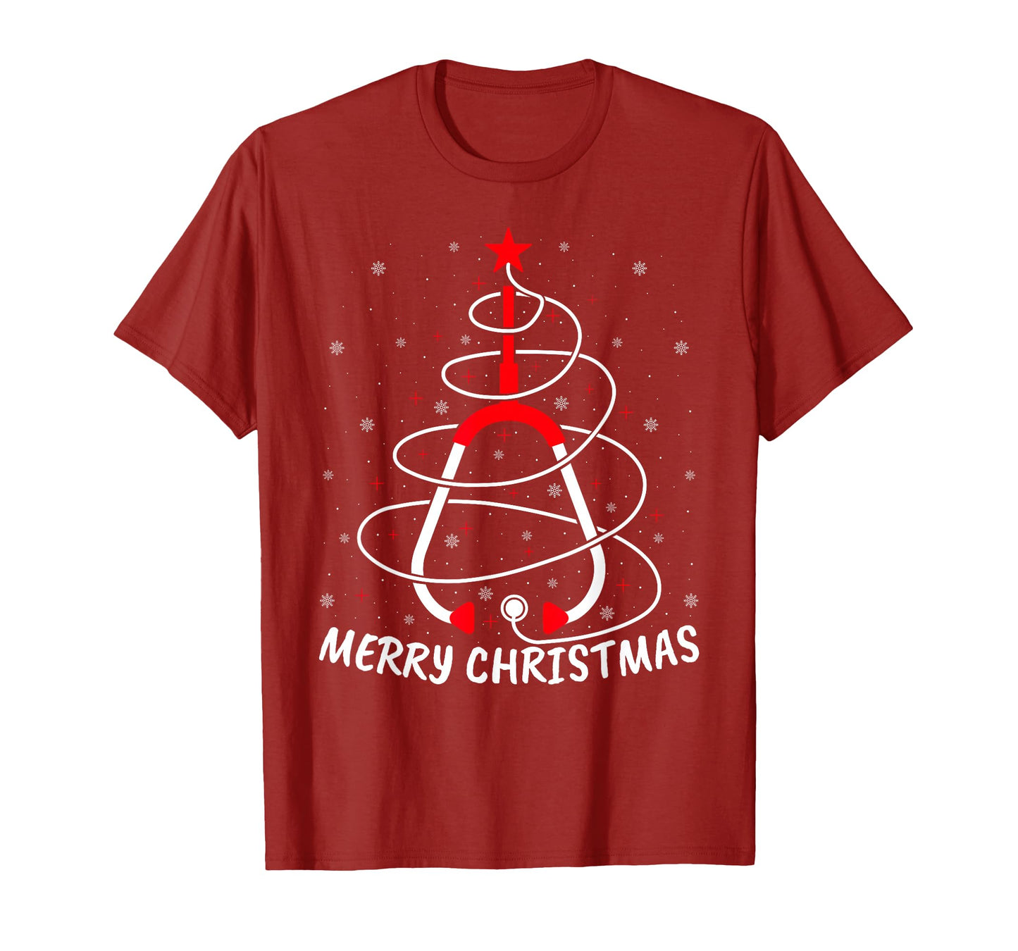 Nurse Stethoscope Christmas Tree Lights Funny Nurse Xmas T-Shirt