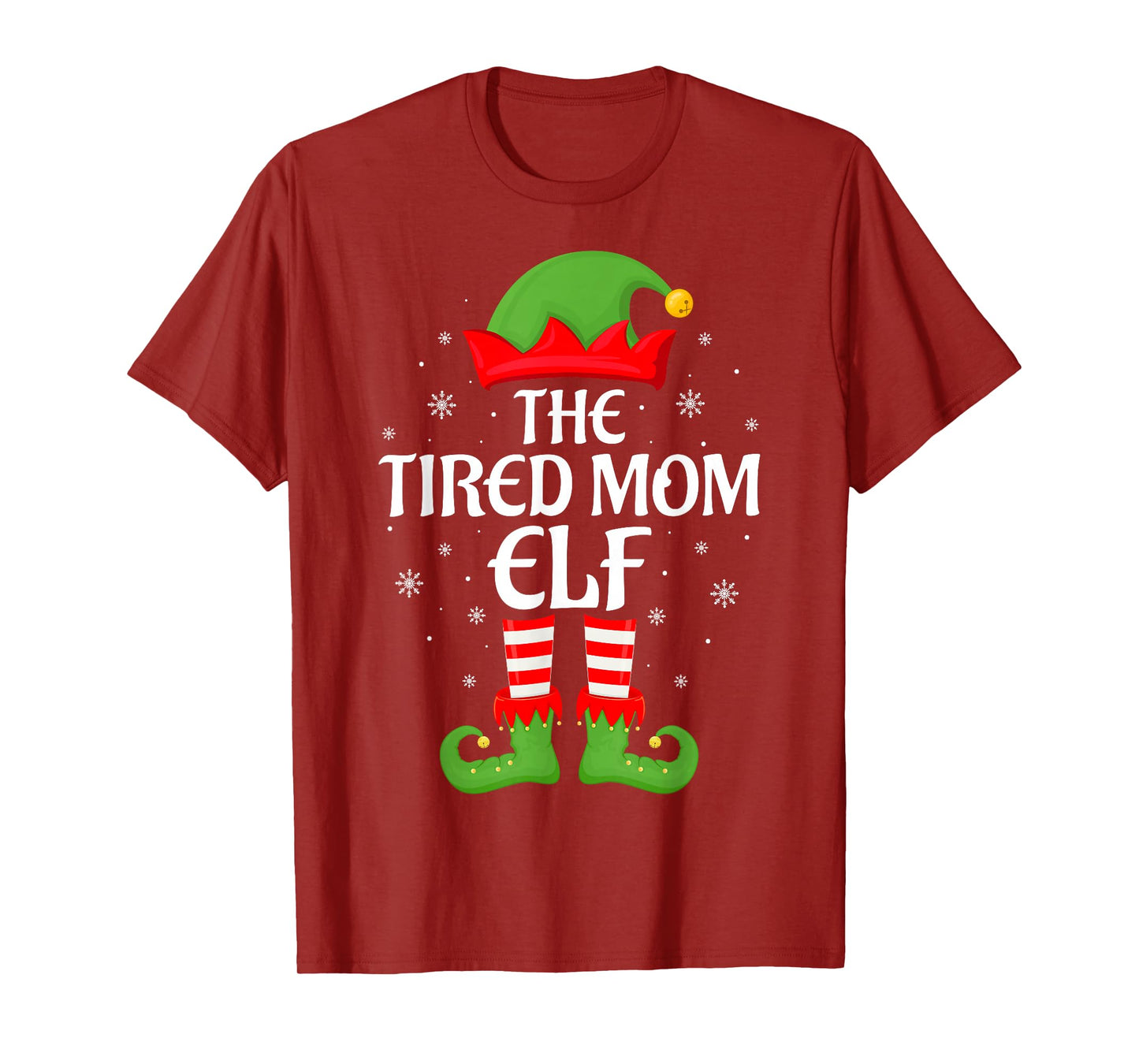 Tired Mom Elf Xmas Family Matching Elf Squad Christmas Women T-Shirt