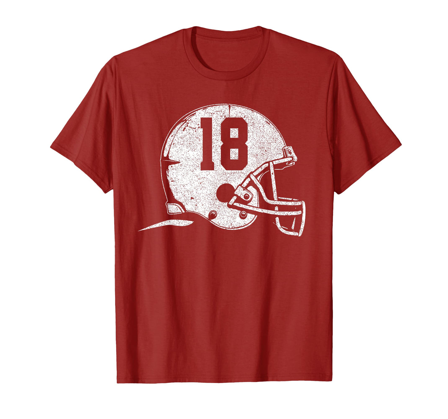 Number 18 Football Helmet Player Fun Number T-Shirt