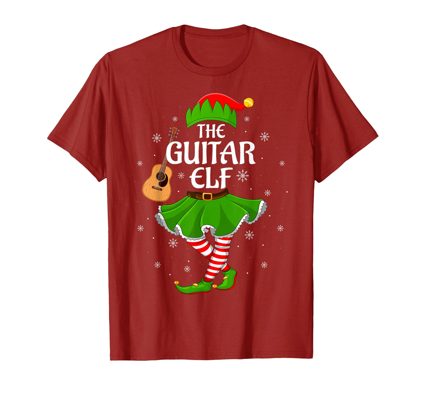 Guitar Elf Christmas Family Girls Women Elf Squad Xmas T-Shirt