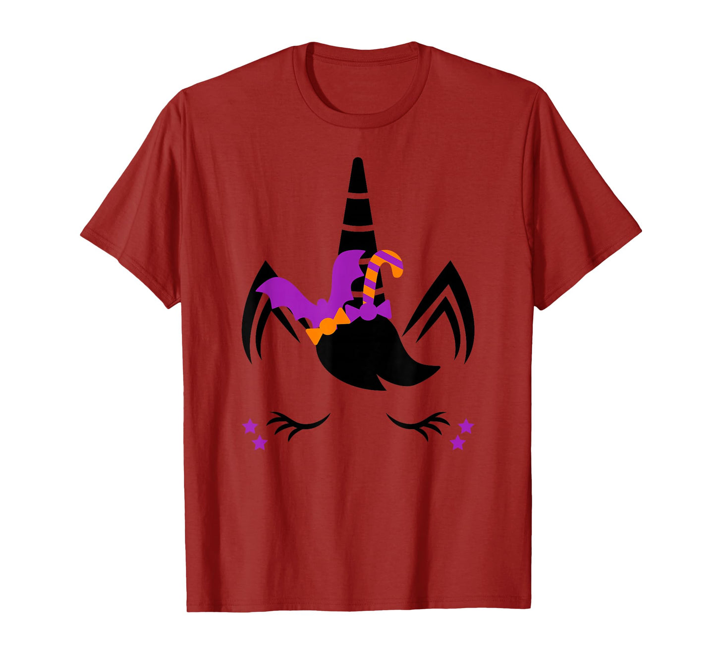 Unicorn Face Eyelashes Bat Candy Scary Halloween Costume T-Shirt