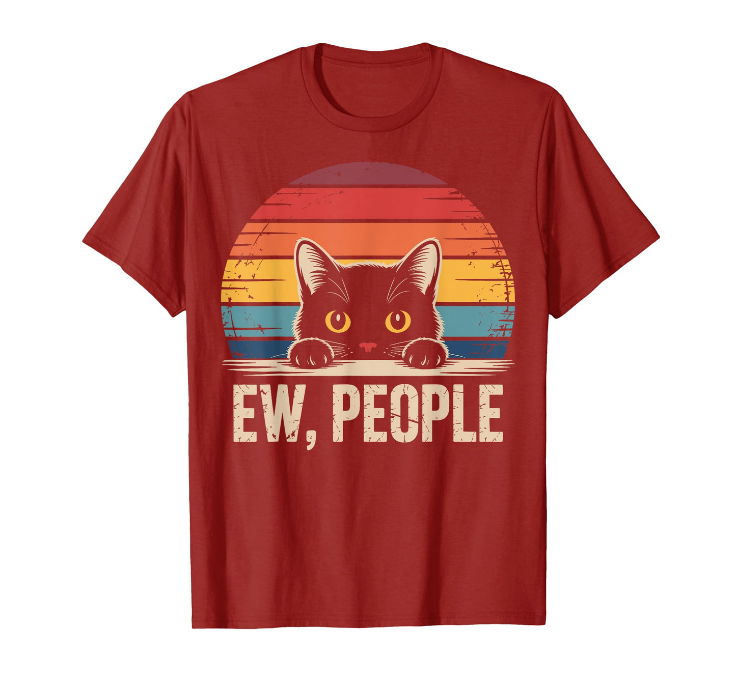 Ew People Retro Vintage Anti Social Cat Funny Introvert T-Shirt