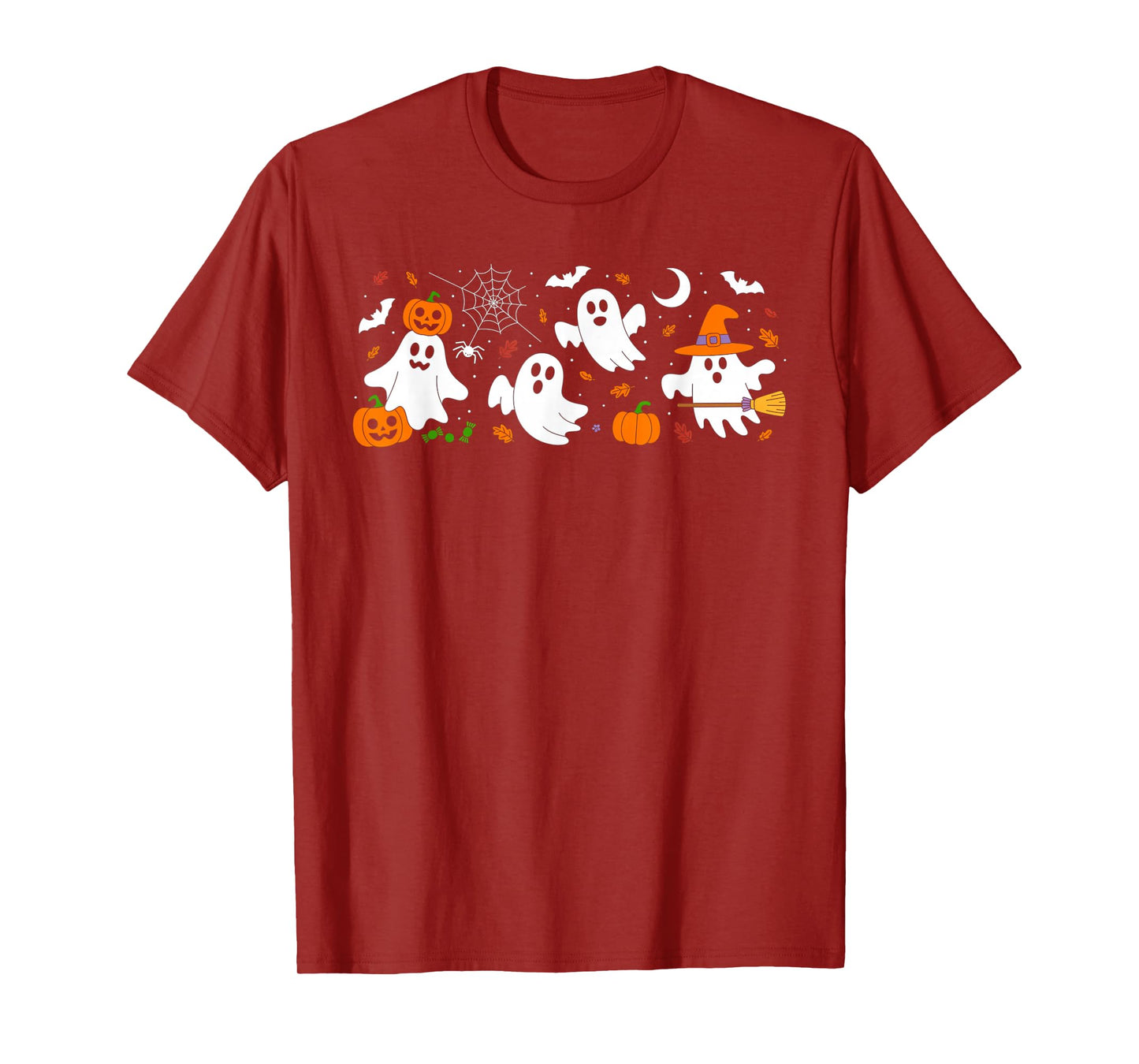 Cute Ghost Drinking Coffee Halloween Fall Ghost Book Reading T-Shirt