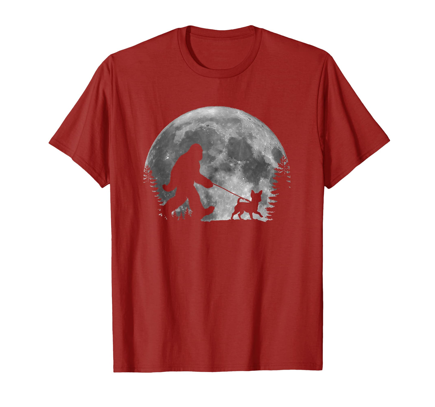 Bigfoot Walking a Dog Funny Chihuahua Lovers Moon Halloween Men Women Kids T-Shirt