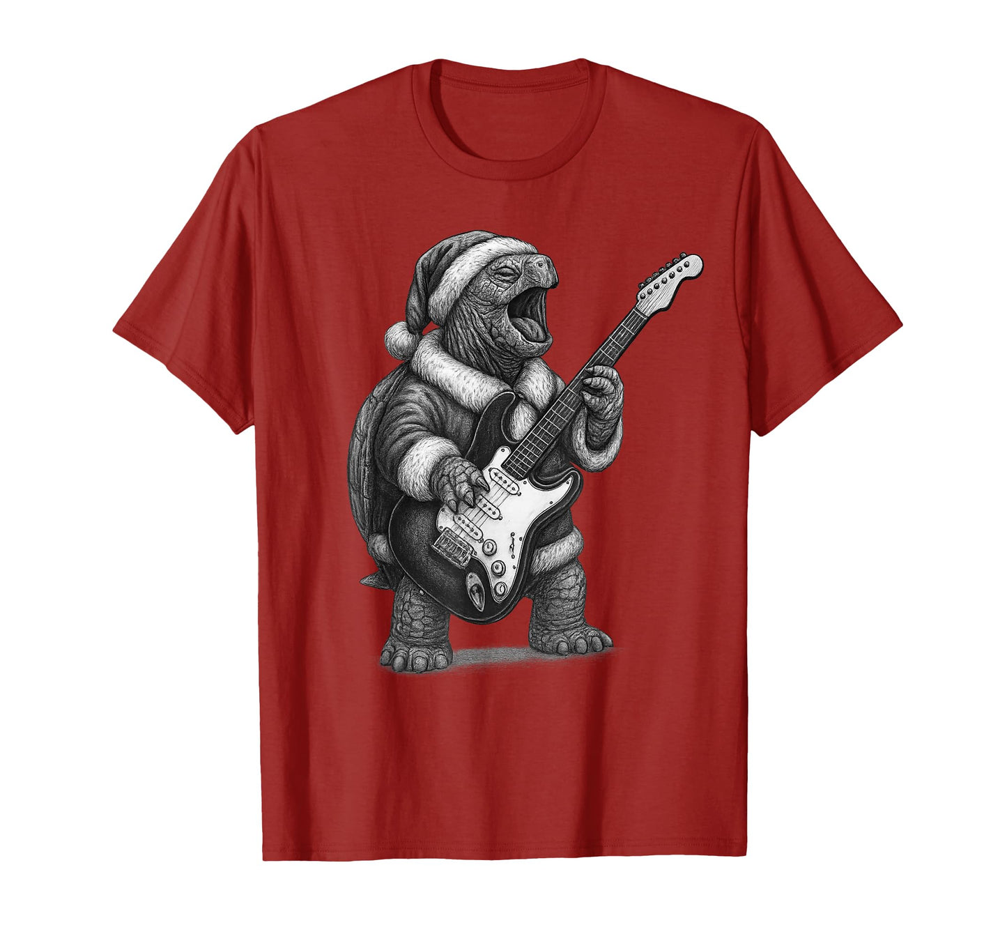 Tortoise Playing Guitar Christmas Reptile Lover T-Shirt
