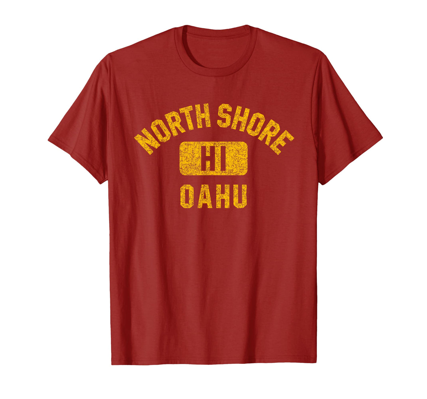 North Shore Oahu Gym Style Distressed Amber Print T-Shirt