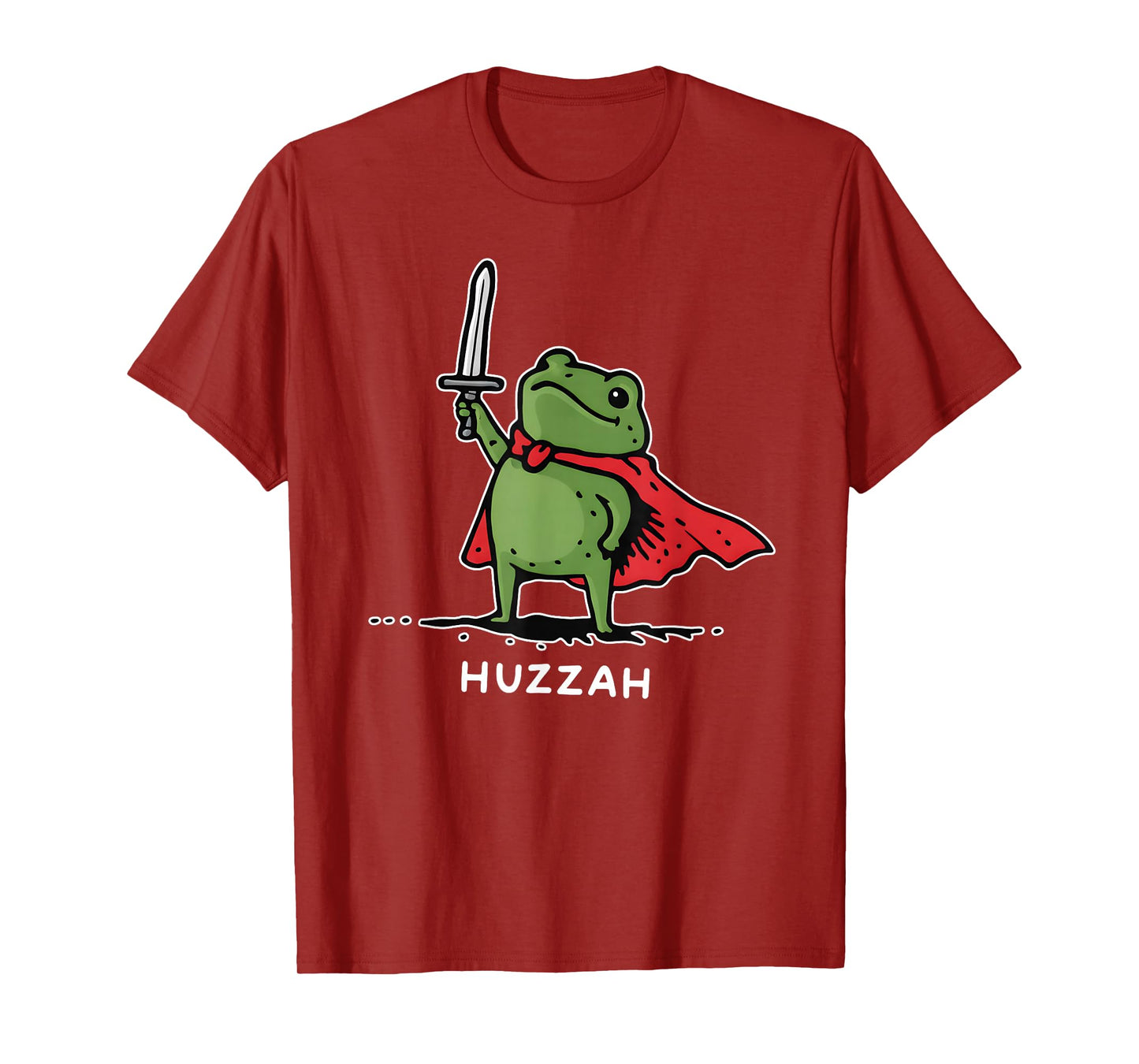 Vintage Frogs Humor Huzzah Frog Knight Funny Sword Meme T-Shirt