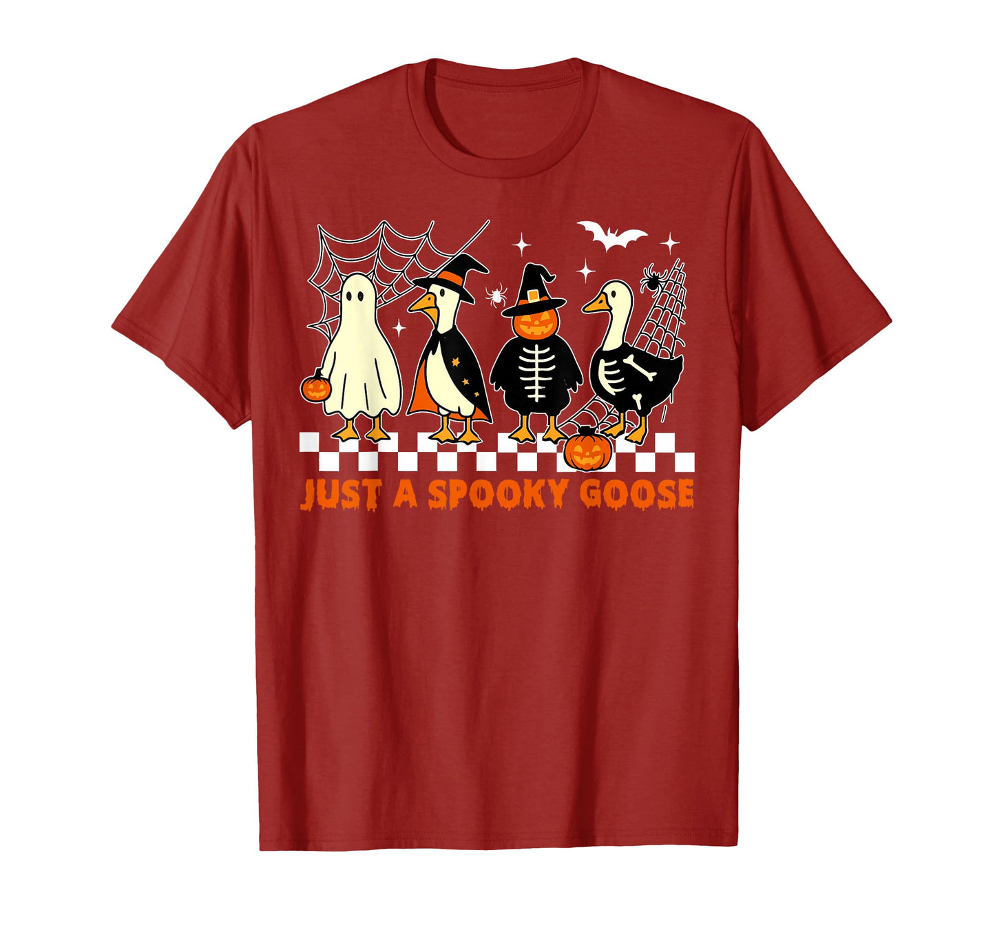 Spooky Goose Squad with Pumpkin, Witch, Skeleton and Ghost T-Shirt