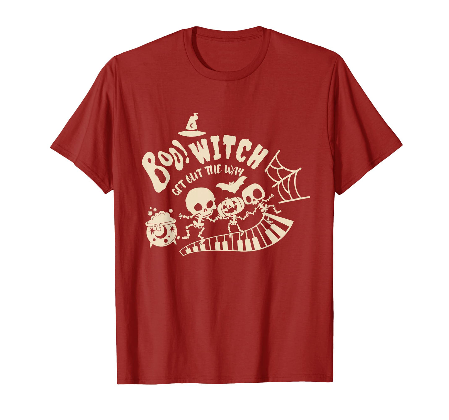 Boo Witch Get Out The Way Cute Skeleton Halloween Piano tee T-Shirt
