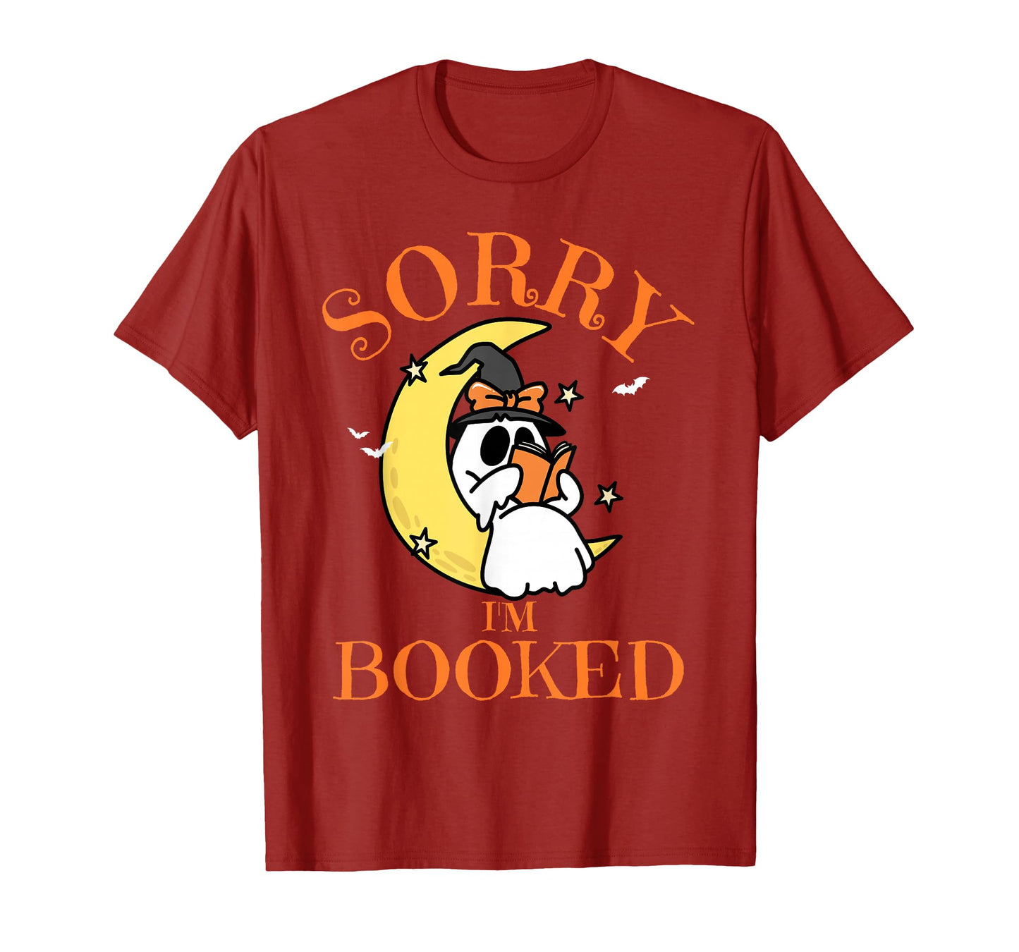 Sorry I'm Booked Ghost Reading Book Lover Teacher Halloween T-Shirt