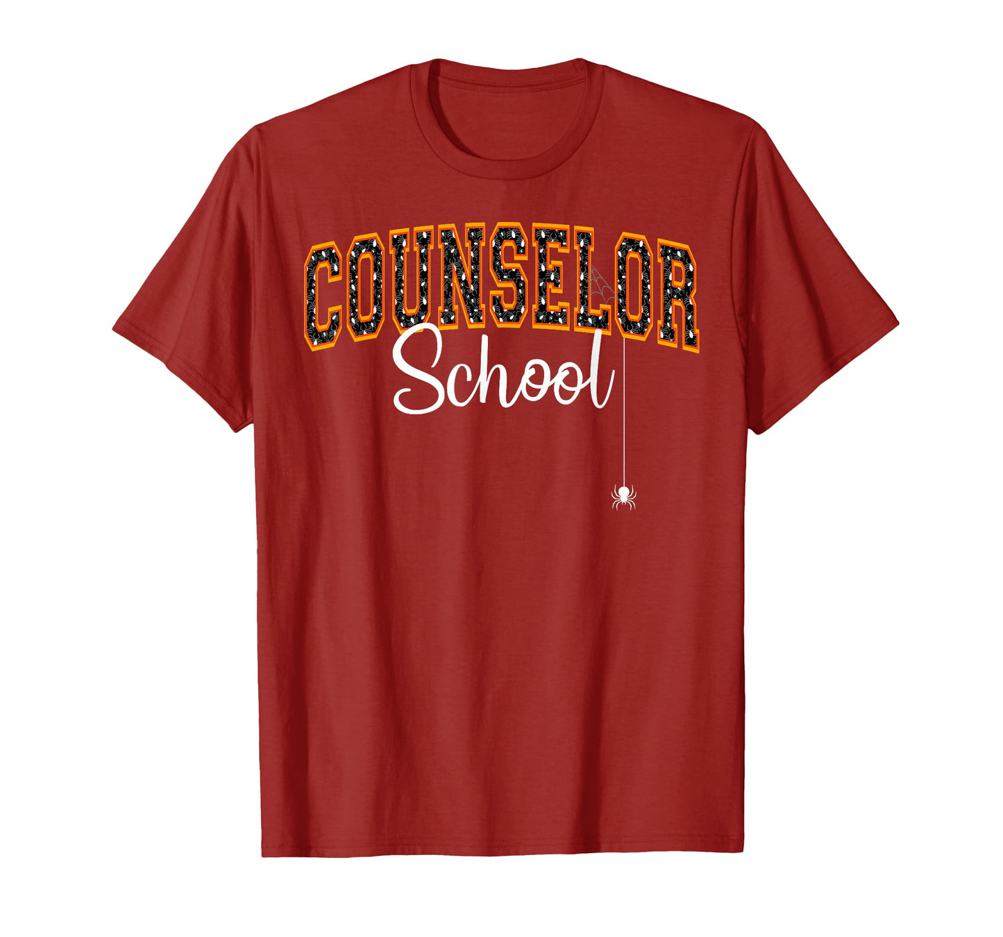 School Counselor Halloween Spiders Varsity Letters T-Shirt